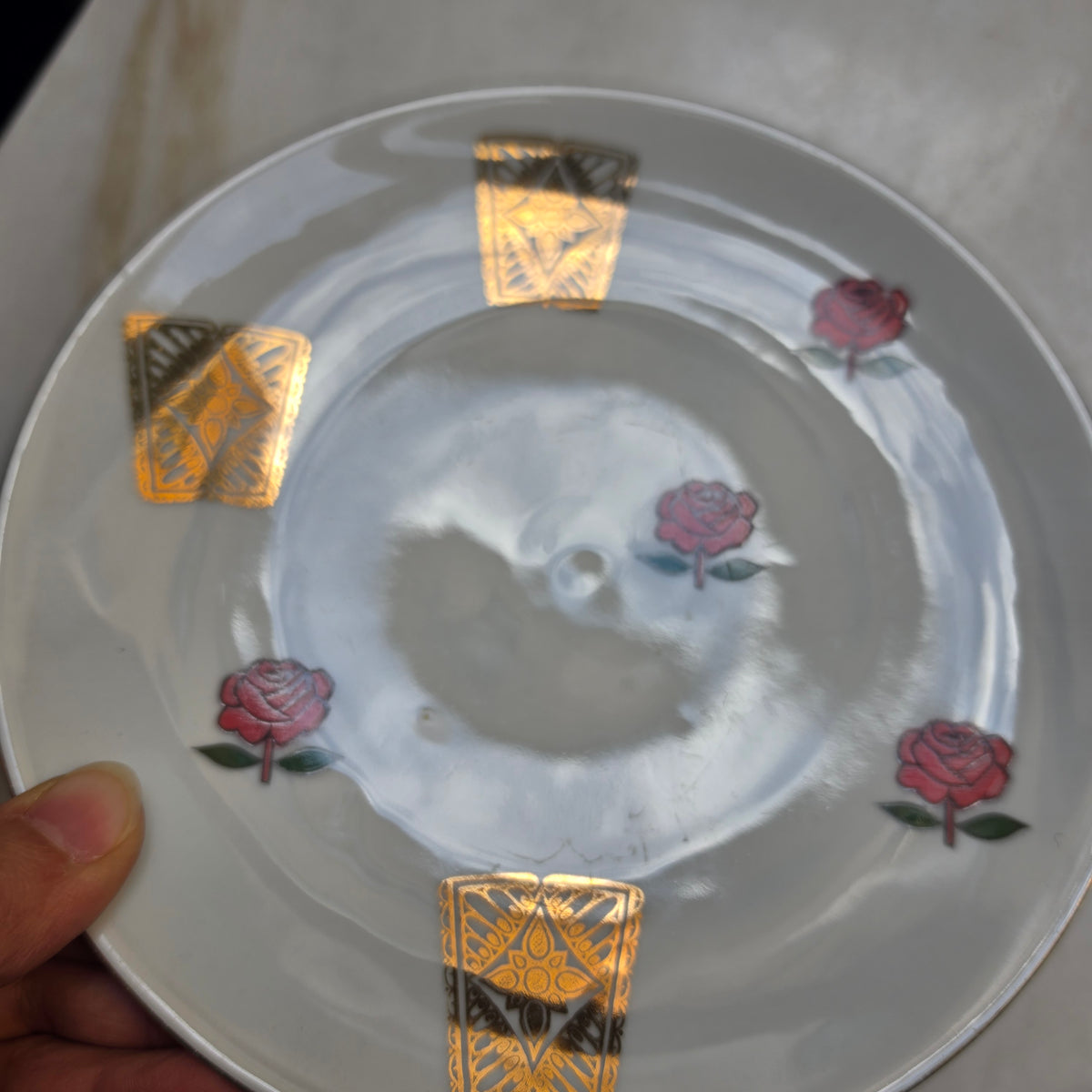 Vintage Mitterteich Bavaria Porzellanteller mit Rosen & Goldverzierung – Mid-Century
