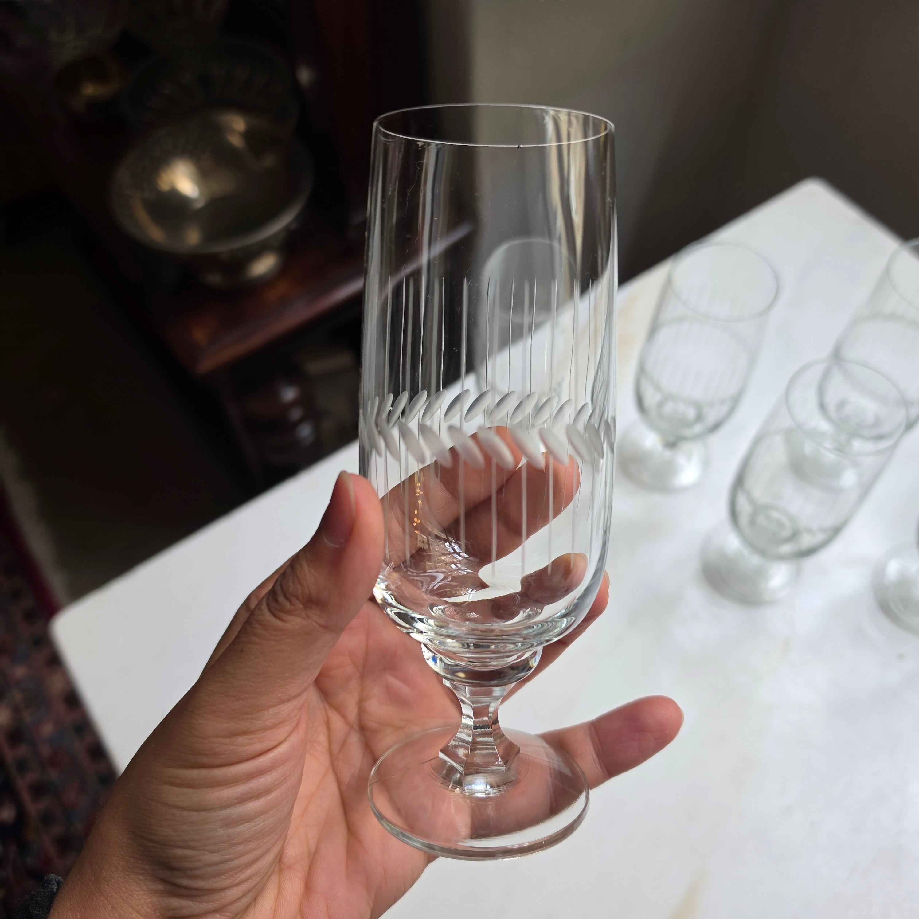 8x Vintage-Gläser mit elegantem Schliffmuster – Perfekt für Longdrinks, Wasser & Party's