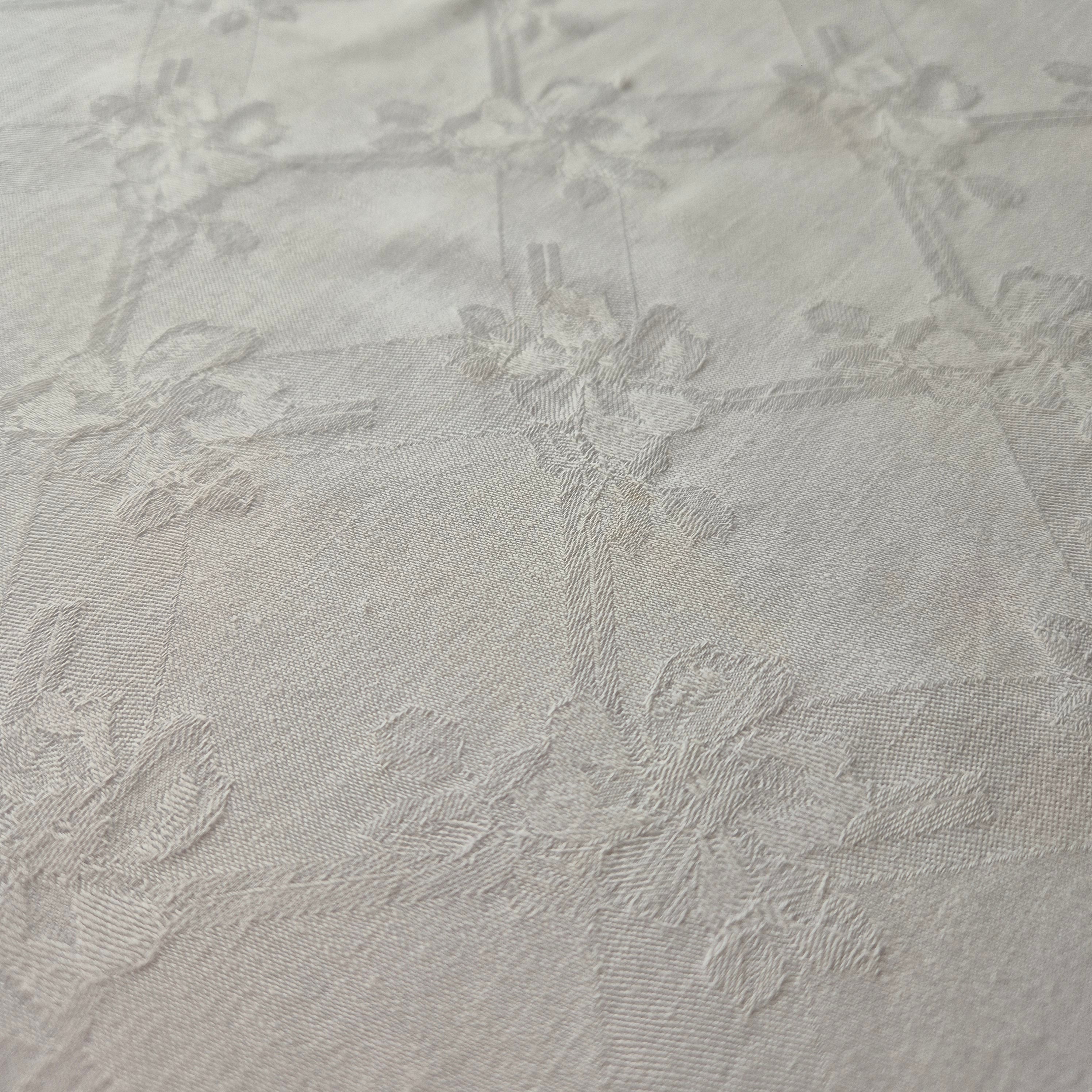Antike Jugendstil Serviette/Mitteldecke Damast Baumwolle 58x60cm
