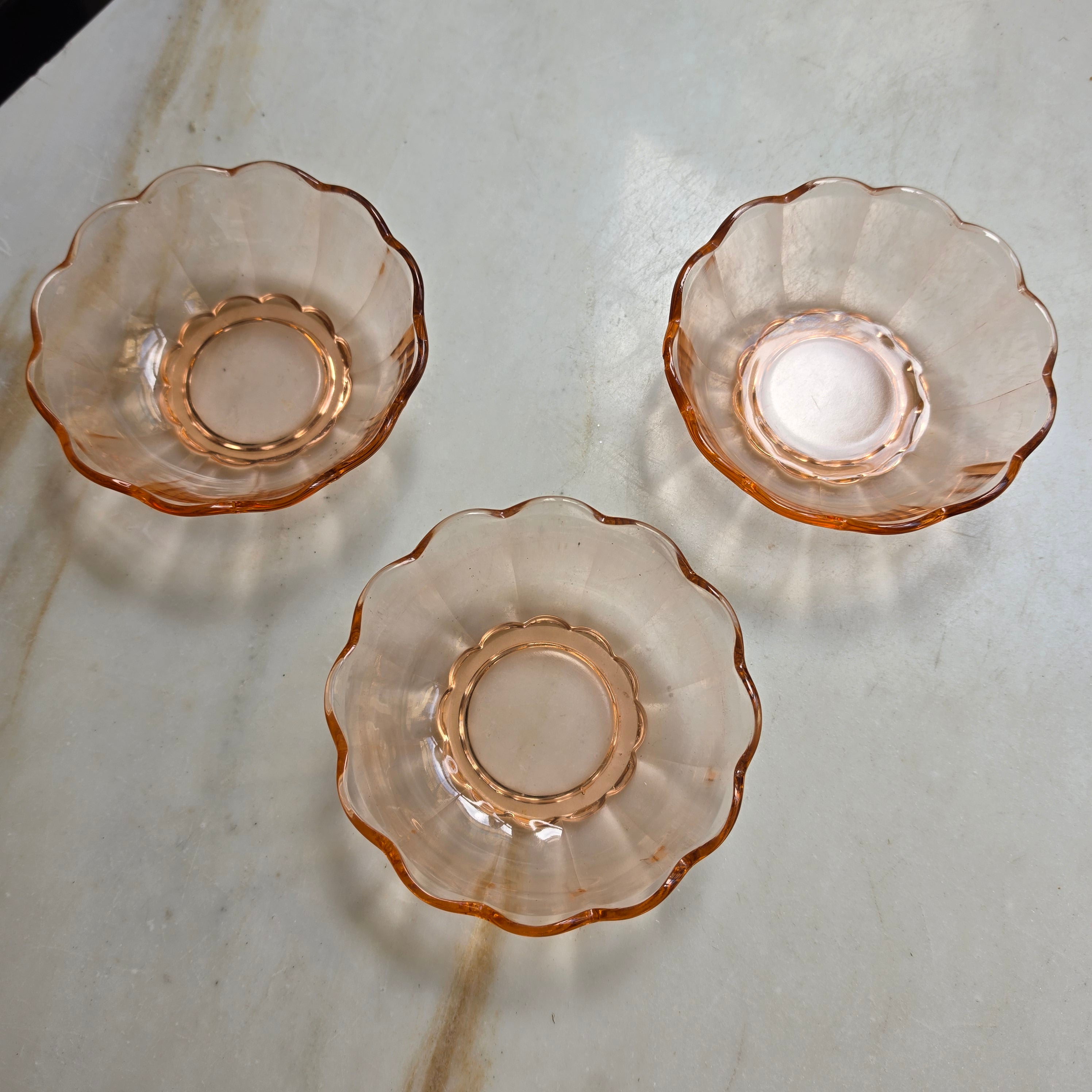 3x Rosalin Glasschalen - im Art-Déco-Stil - Schälchen