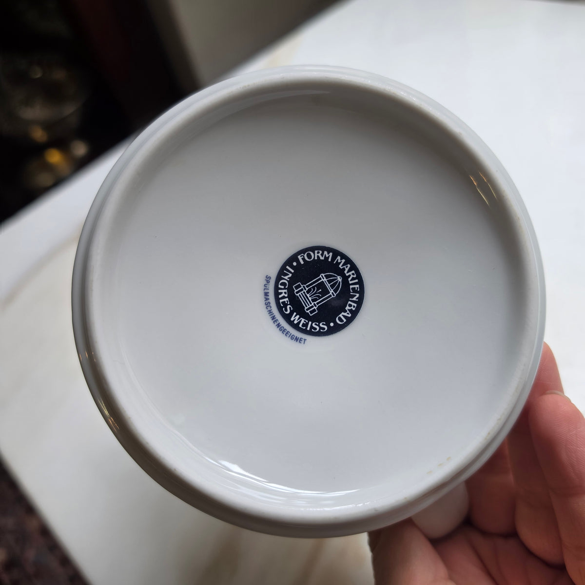 Vintage Porzellan Milchkännchen – Form Marienbad „Ingres Weiß“ - Blaues Dekor - Indisch Blau