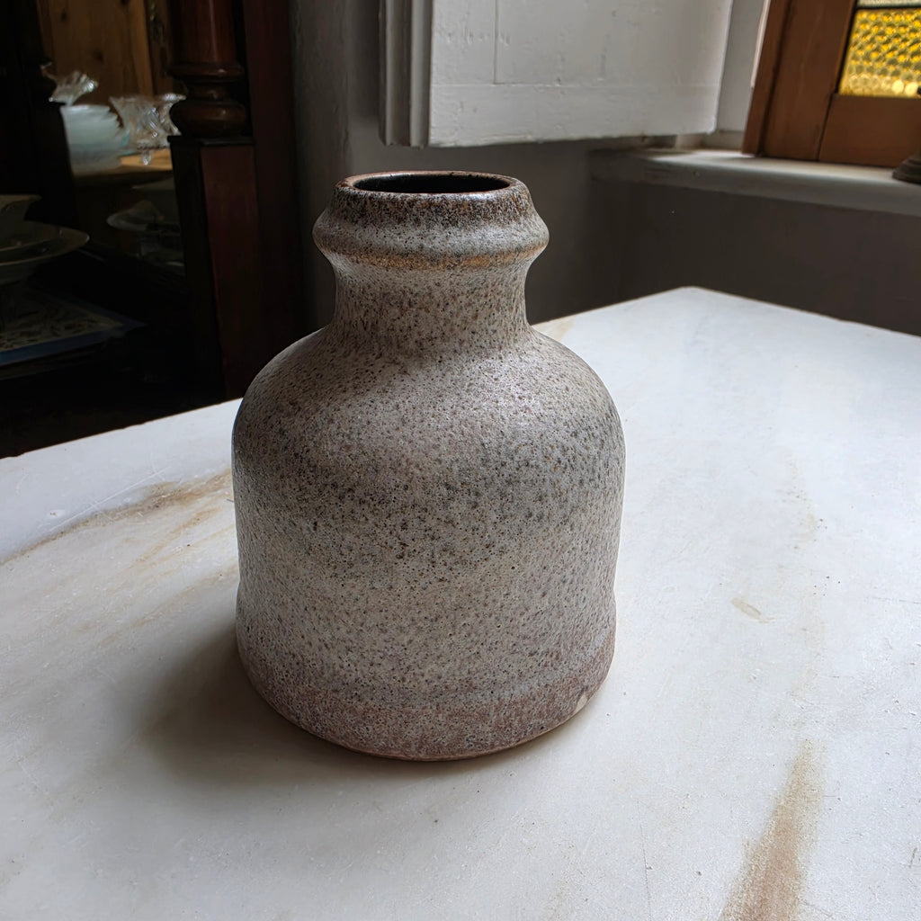 Vintage Studiokeramik Vase - Brutalistisch - Mid Century - Strukturierte Effektglasur Erdbeigebraun