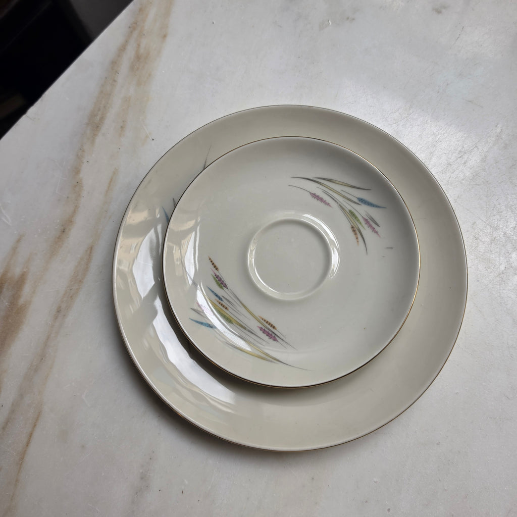 Vintage Porzellan Gedeck 3-teilig – Bareuther Waldsassen Bavaria Mid-Century Ähren-Motiv