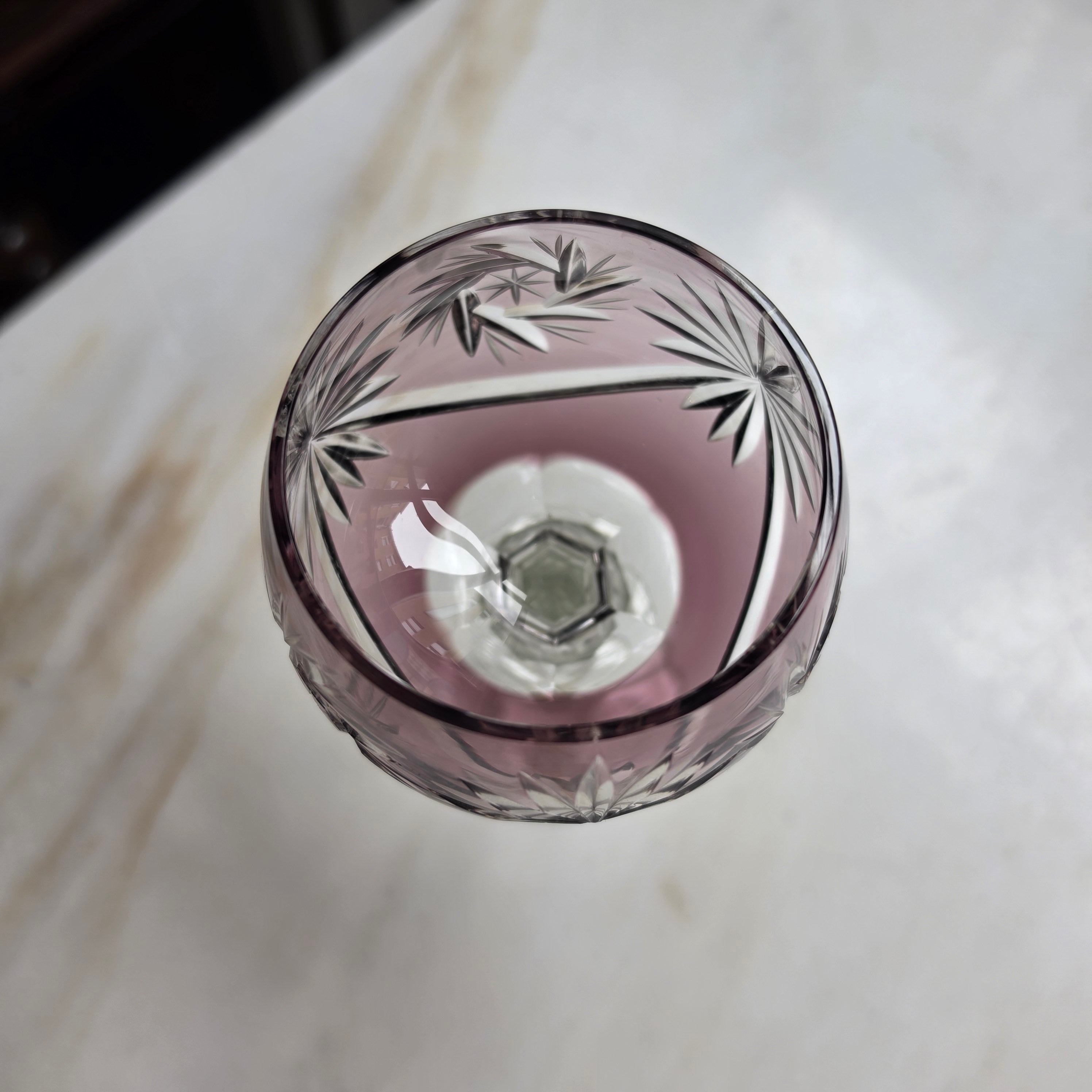 Vintage Bleikristall Römerglas - Weinglas – Amethyst - Violett mit Prunkschliff (Handgeschliffen)