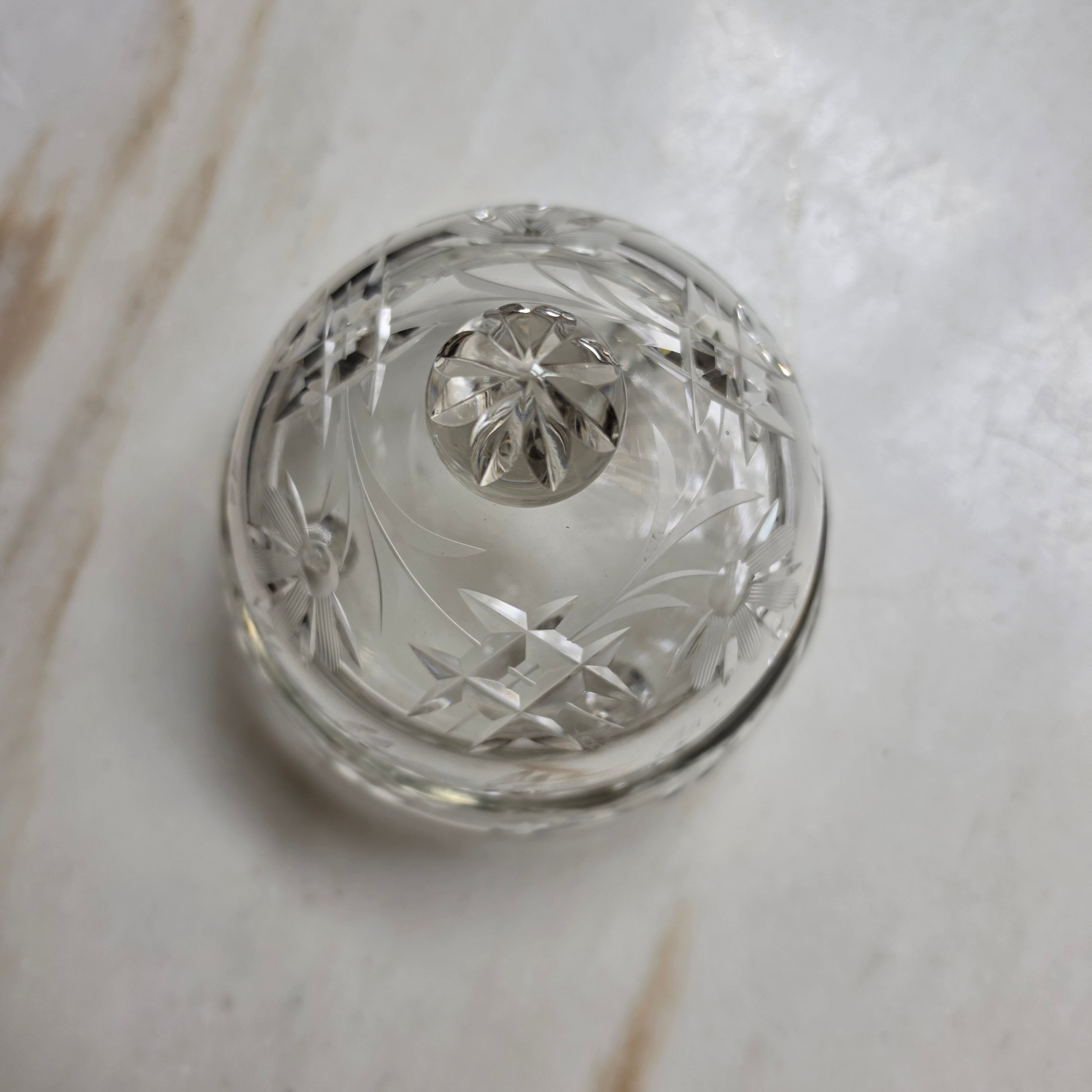 Vintage Bonboniere Schale aus Kristallglas mit Deckel