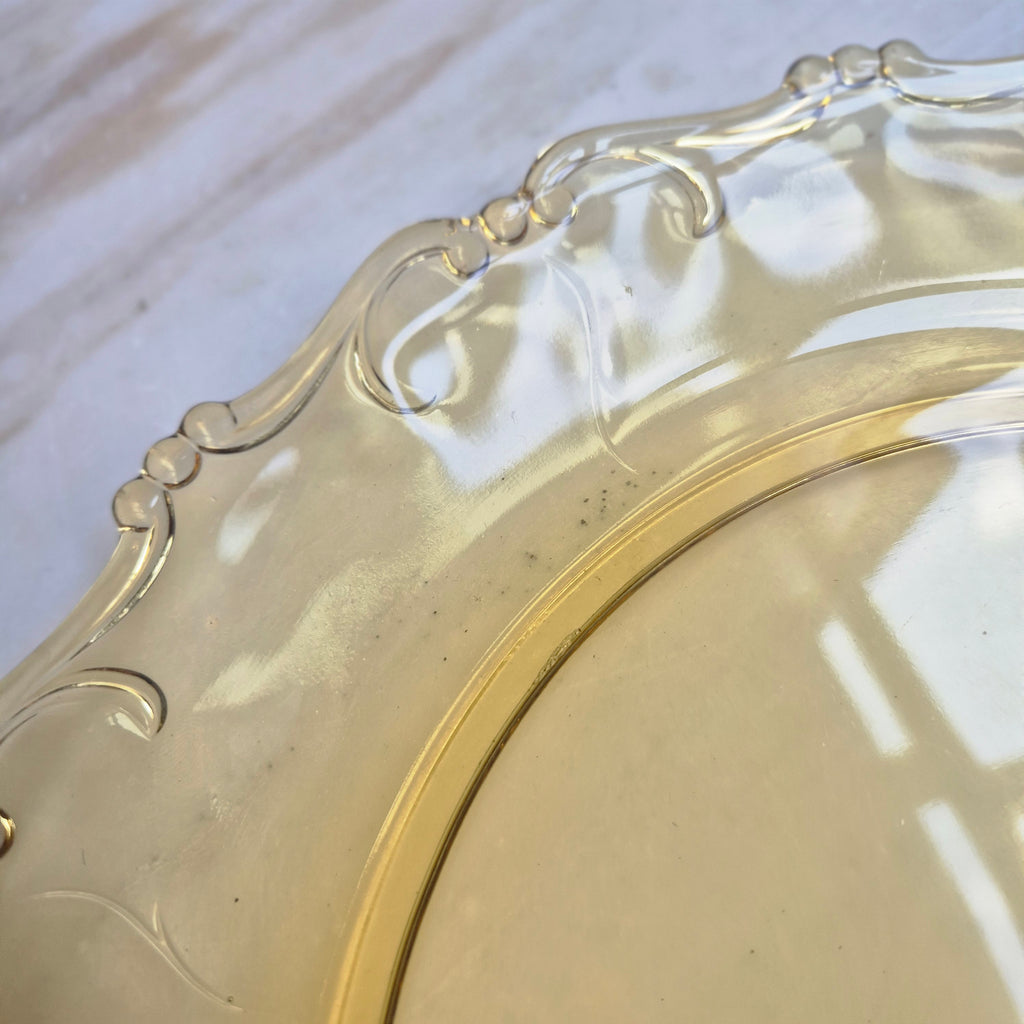 Gelber Glasteller Antik French für Obst Servierteller Platte Landhaus Vintage Shabby