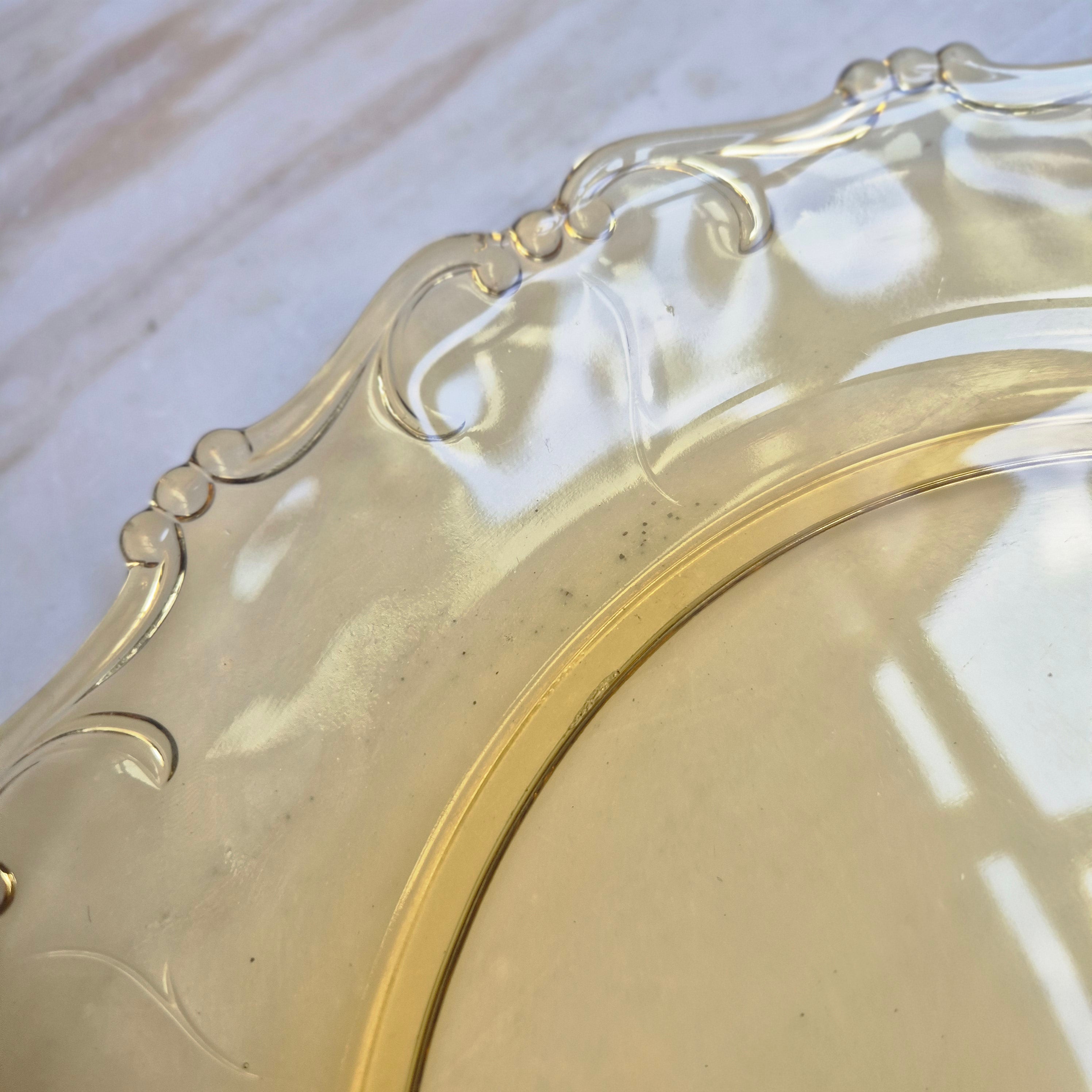 Gelber Glasteller Antik French für Obst Servierteller Platte Landhaus Vintage Shabby