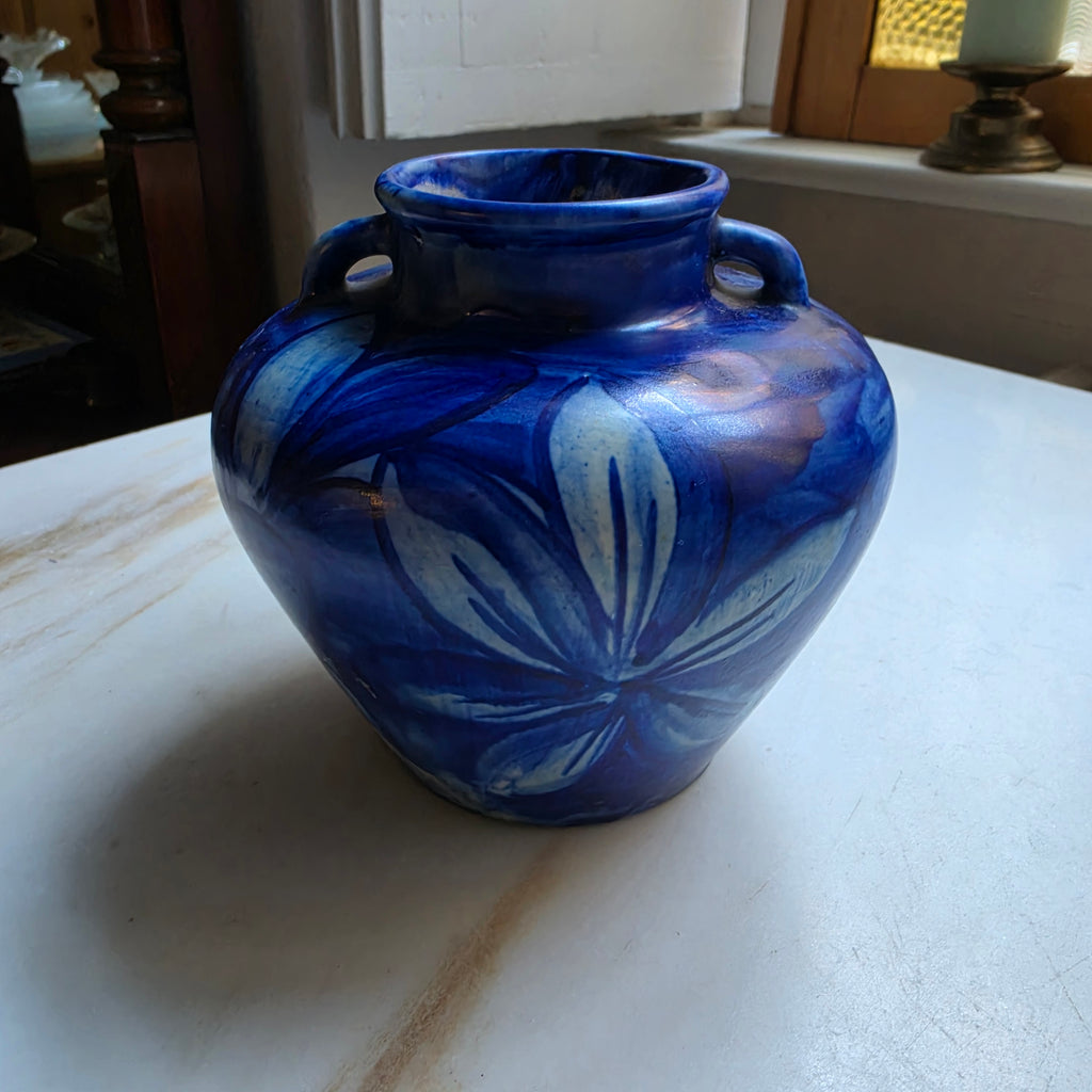 Handgemachte Keramik Vase Handmade Finnland Retro Vintage Blau Lilie