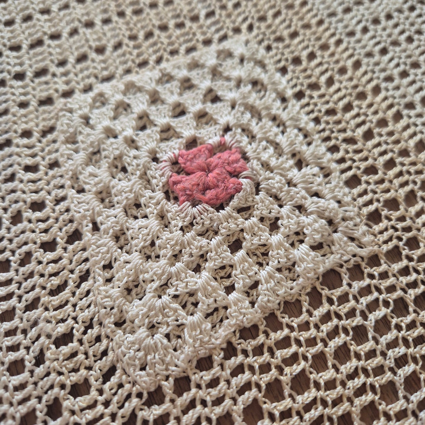 Vintage Häkel Tischdecke Creme beige 140x200cm