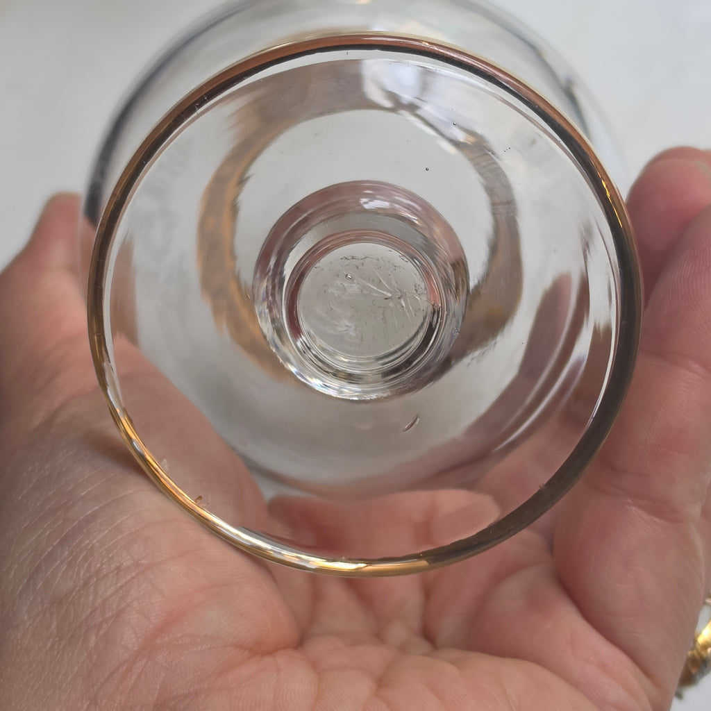 Vintage Cognacgläser / Schwenker mit Ätzdekor & Goldrand