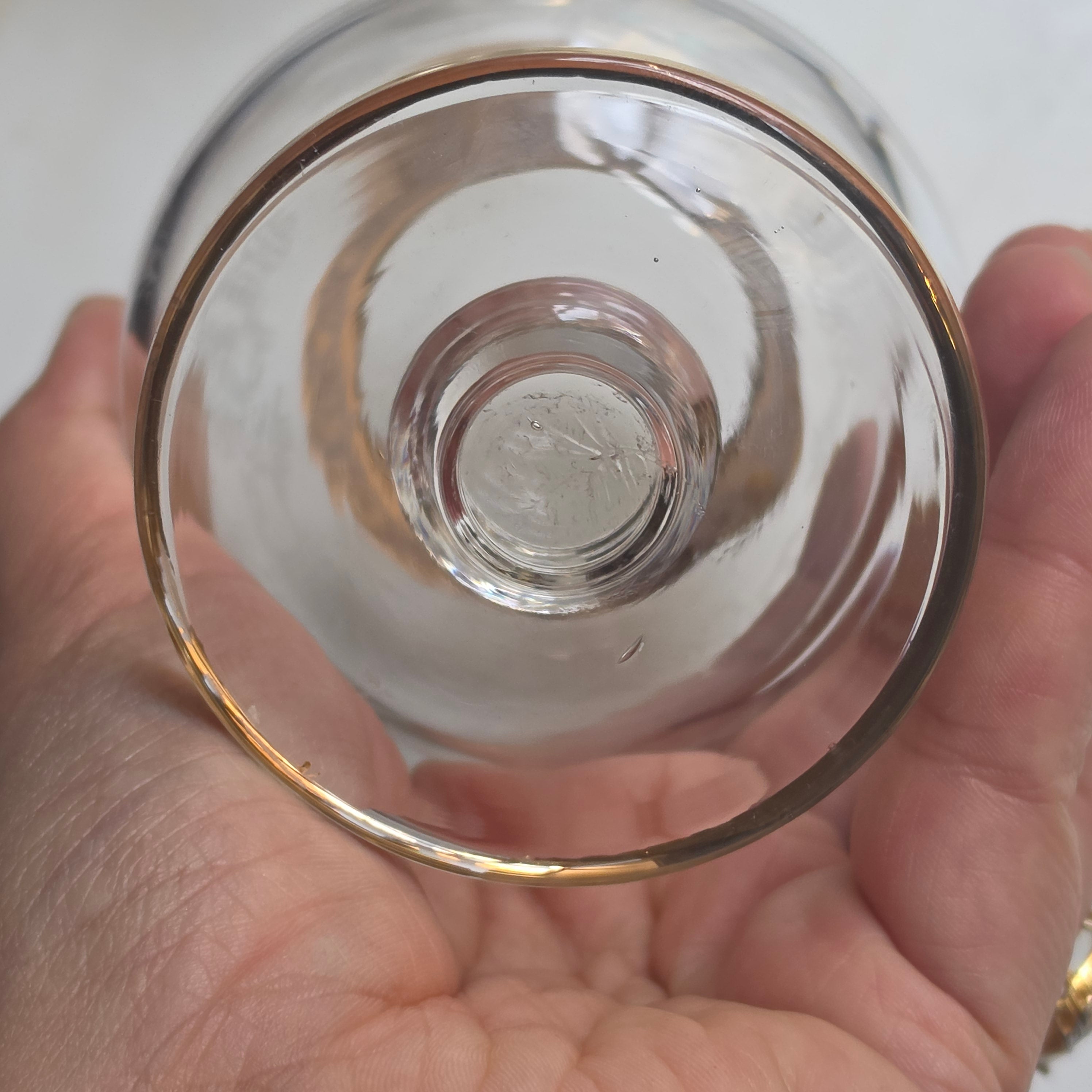 Vintage Cognacgläser / Schwenker mit Ätzdekor & Goldrand