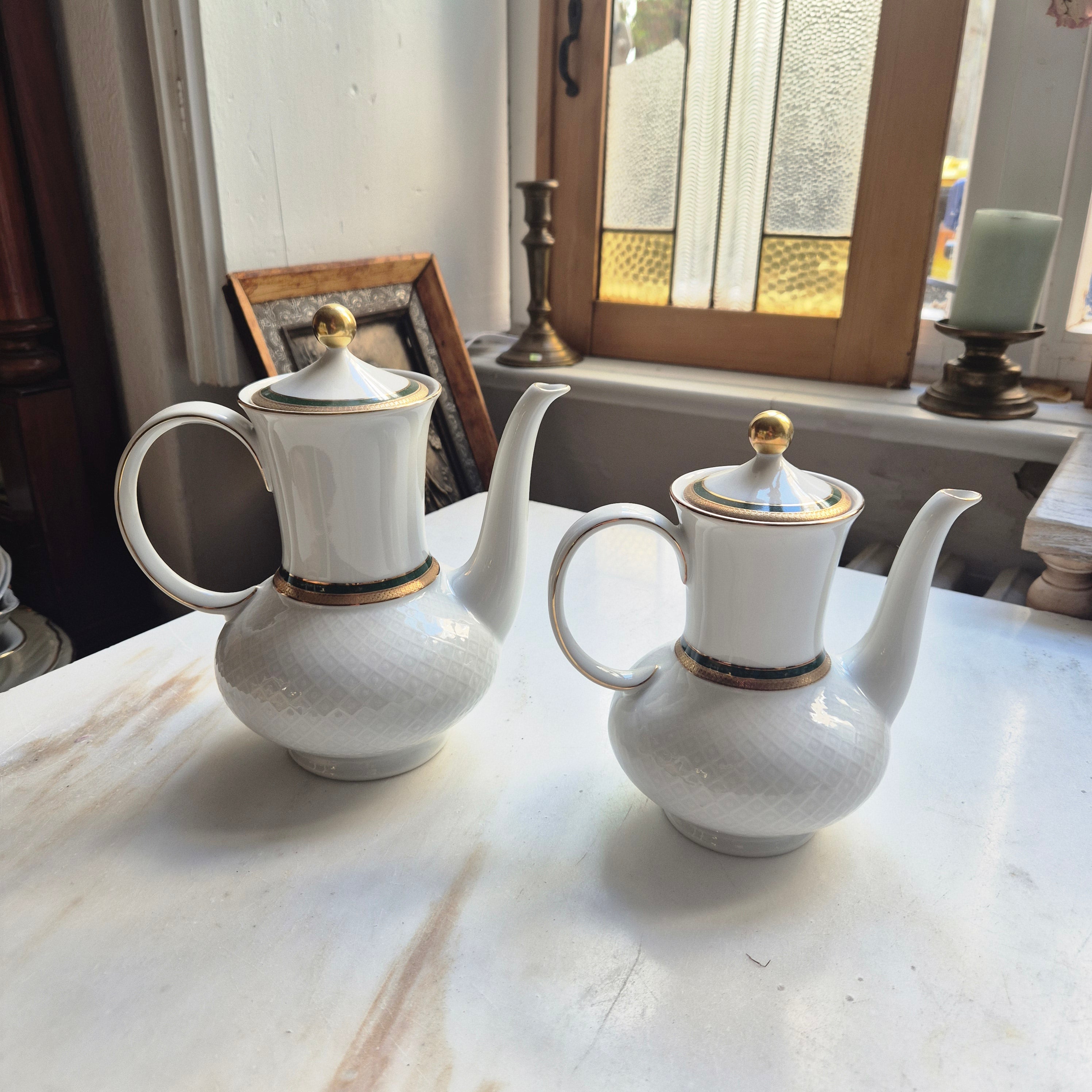 Seltmann Weiden "Annabell" - Porzellan Kaffeekanne oder Mokkakanne - mit Goldaktzenten