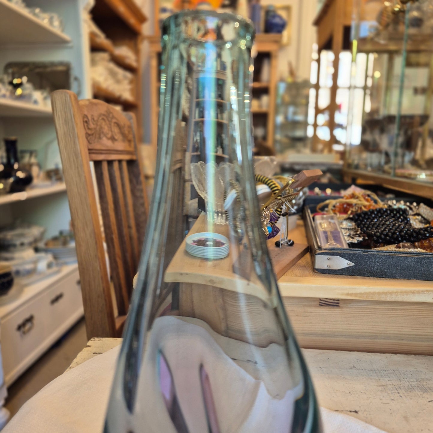 50er Jahre Glas Vase wie Murano blau rosa