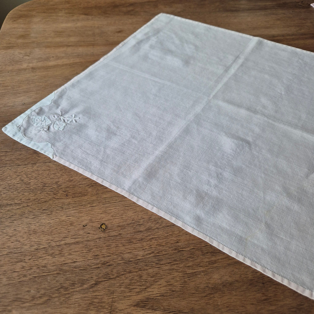 Vintage Baumwolle Serviette rosa weiß 43x43cm