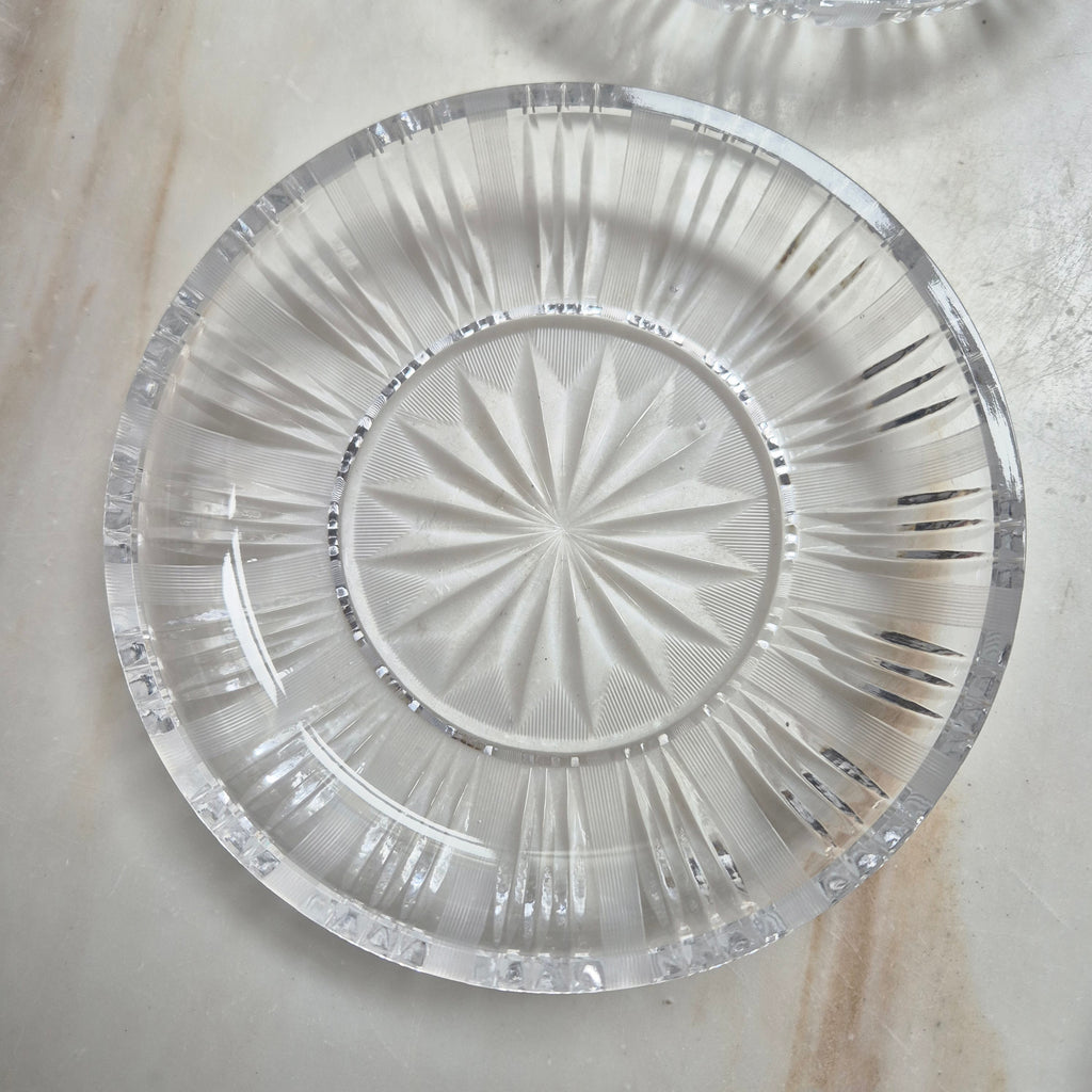 6x Vintage Glas Kristall Schalen Kuchen Teller
