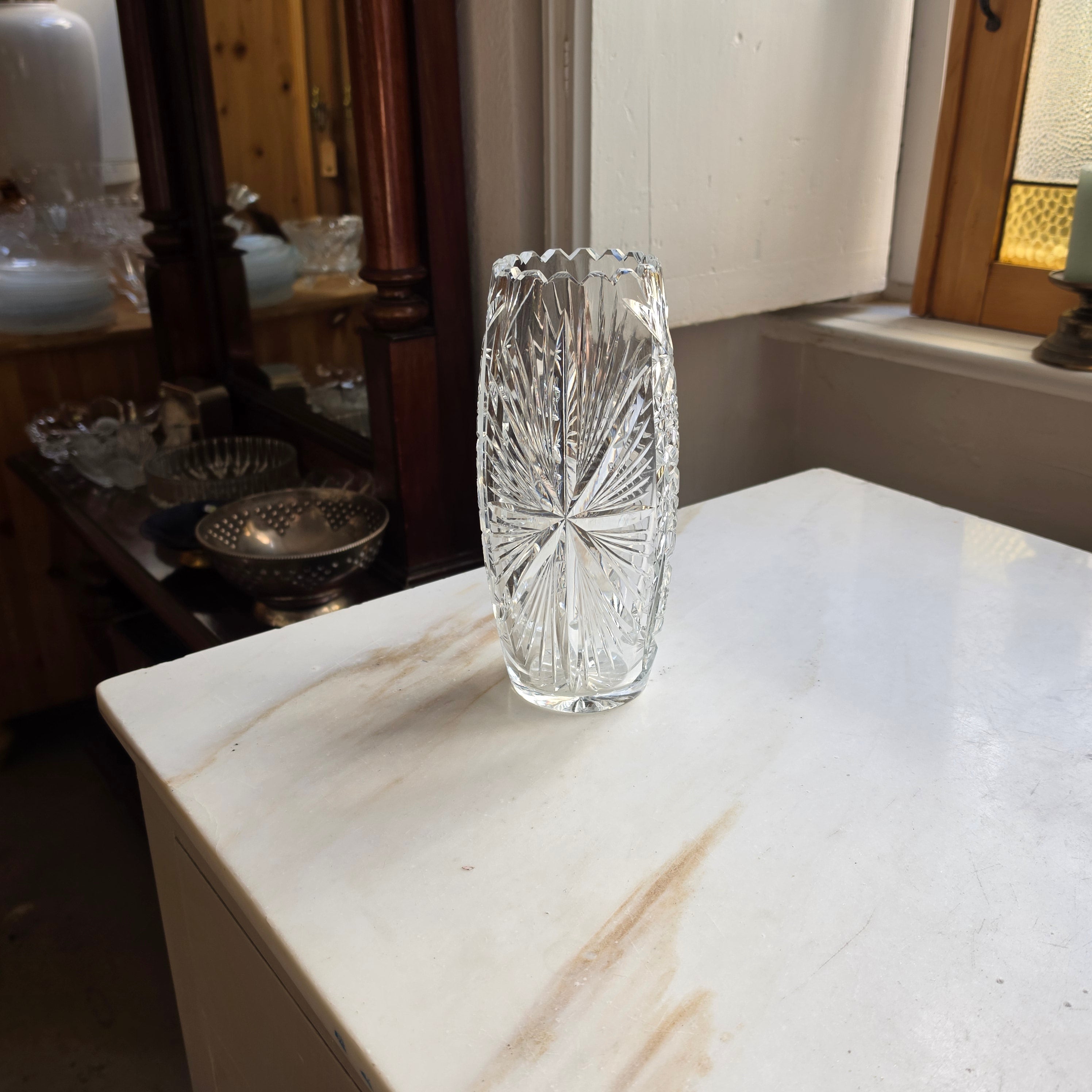 Vintage Handgeschliffene Kristall Vase