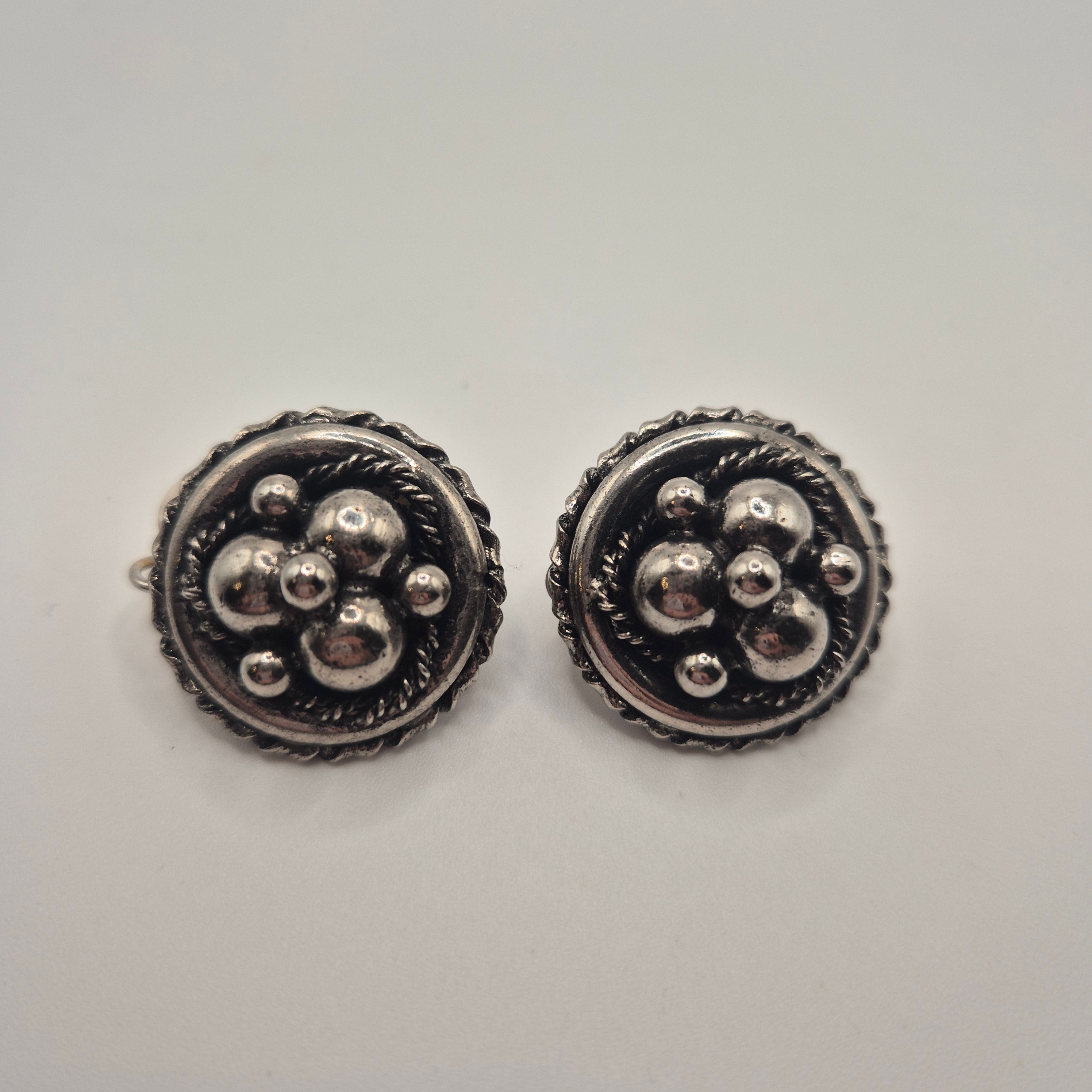 Vintage 50er Jahre Massive Runway Ohrringe / Made in West Germany Statement Clips Silber