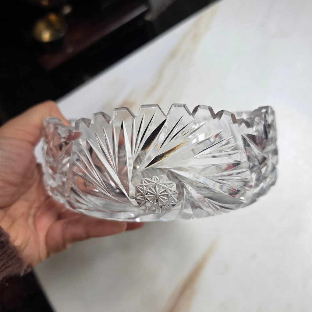 Elegante Bleikristall-Schale mit Facettenschliff – Vintage Kristallschale