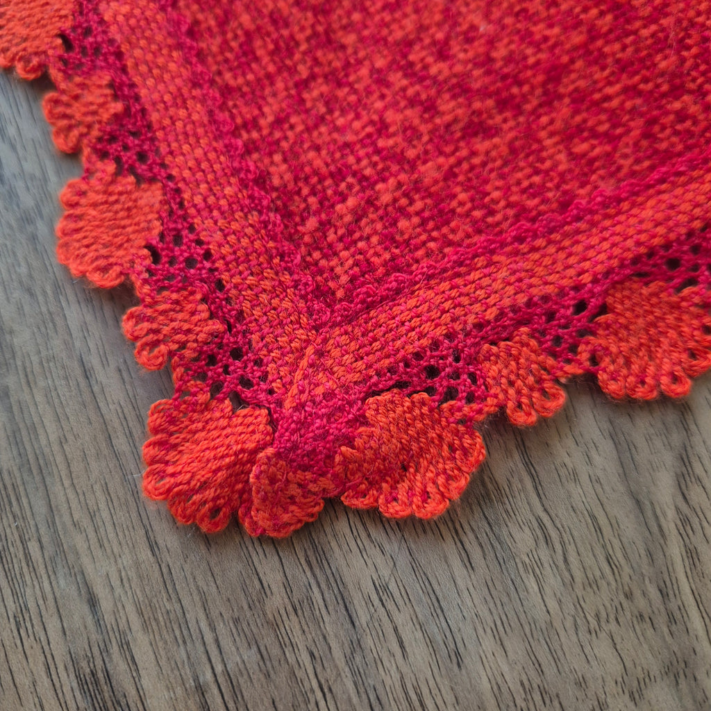 DDR Vintage Läufer Tischdecke Rot Orange 46x103cm