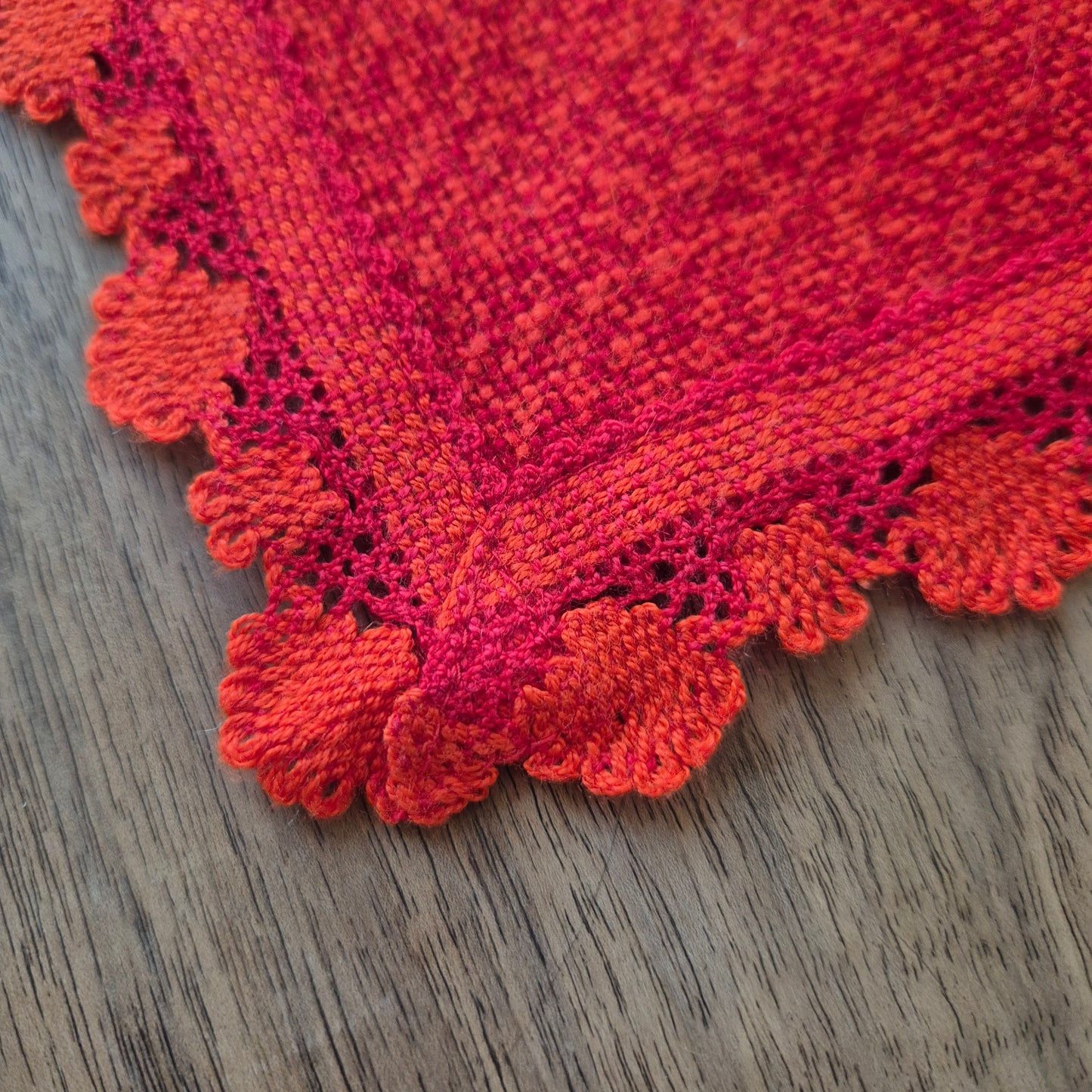 DDR Vintage Läufer Tischdecke Rot Orange 46x103cm