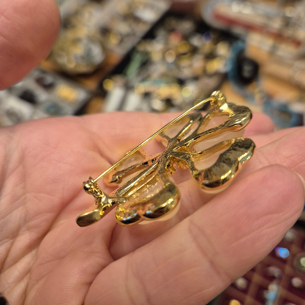Große Statement Brosche / Kleeblatt Modeschmuck