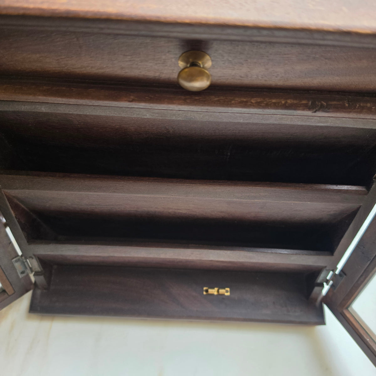 Antikes Holz-Schreibpult & Brief-Schränkchen mit Geheimfach