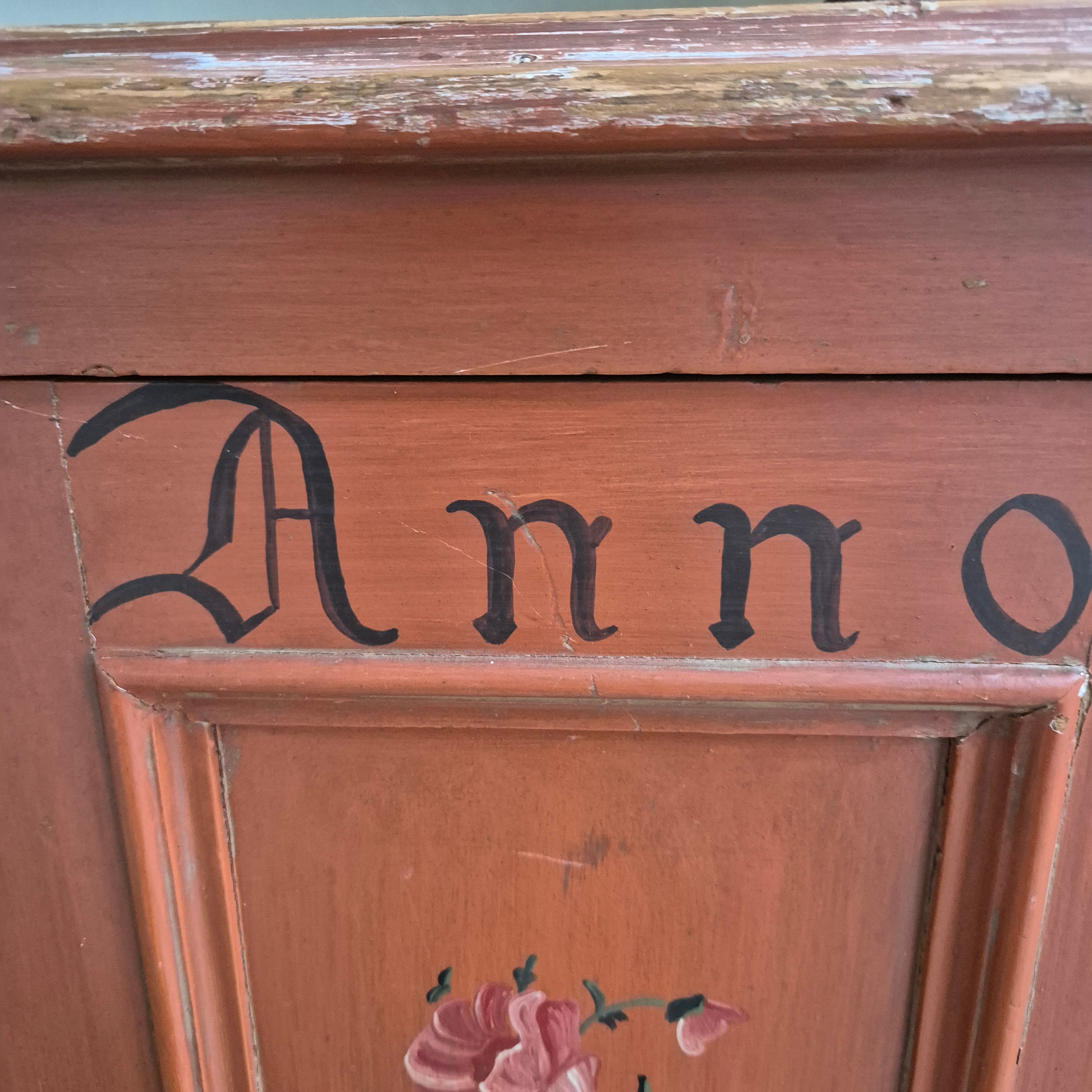 Antiker Wandschrank Bauernschrank Anno 1878 Blumen Handbemalt rustikal Landhaus