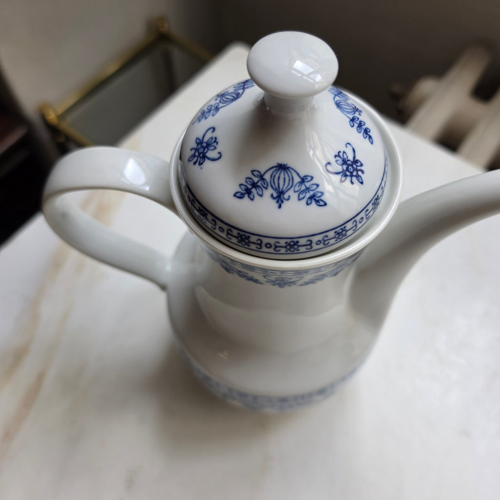 Große Vintage Kahla Zwiebelmuster Tee Kaffeekanne Kanne Vintage blau weiß