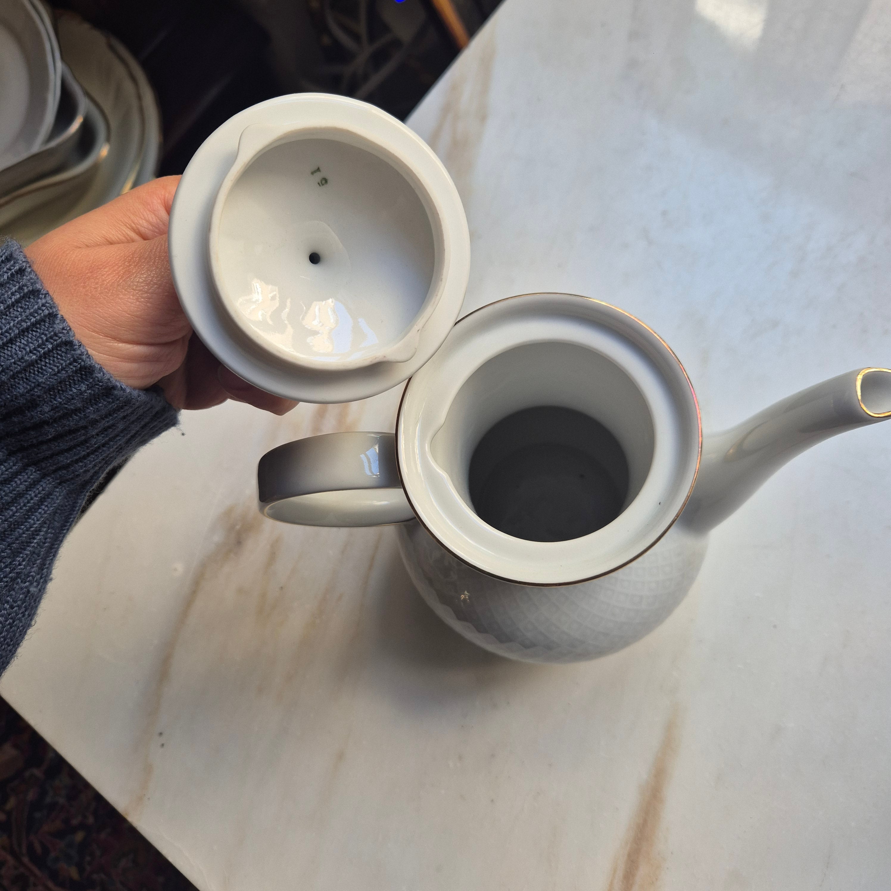 Seltmann Weiden "Annabell" - Porzellan Kaffeekanne oder Mokkakanne - mit Goldaktzenten