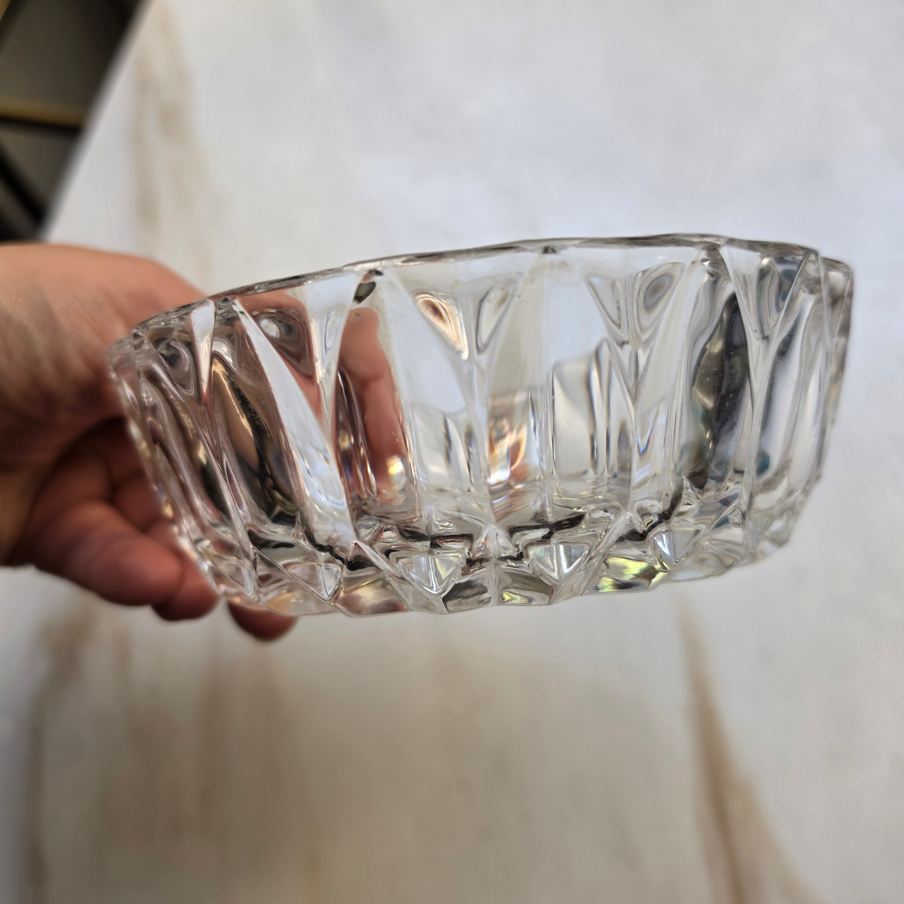 Vintage Glasschale in Kristalloptik für Nascherein