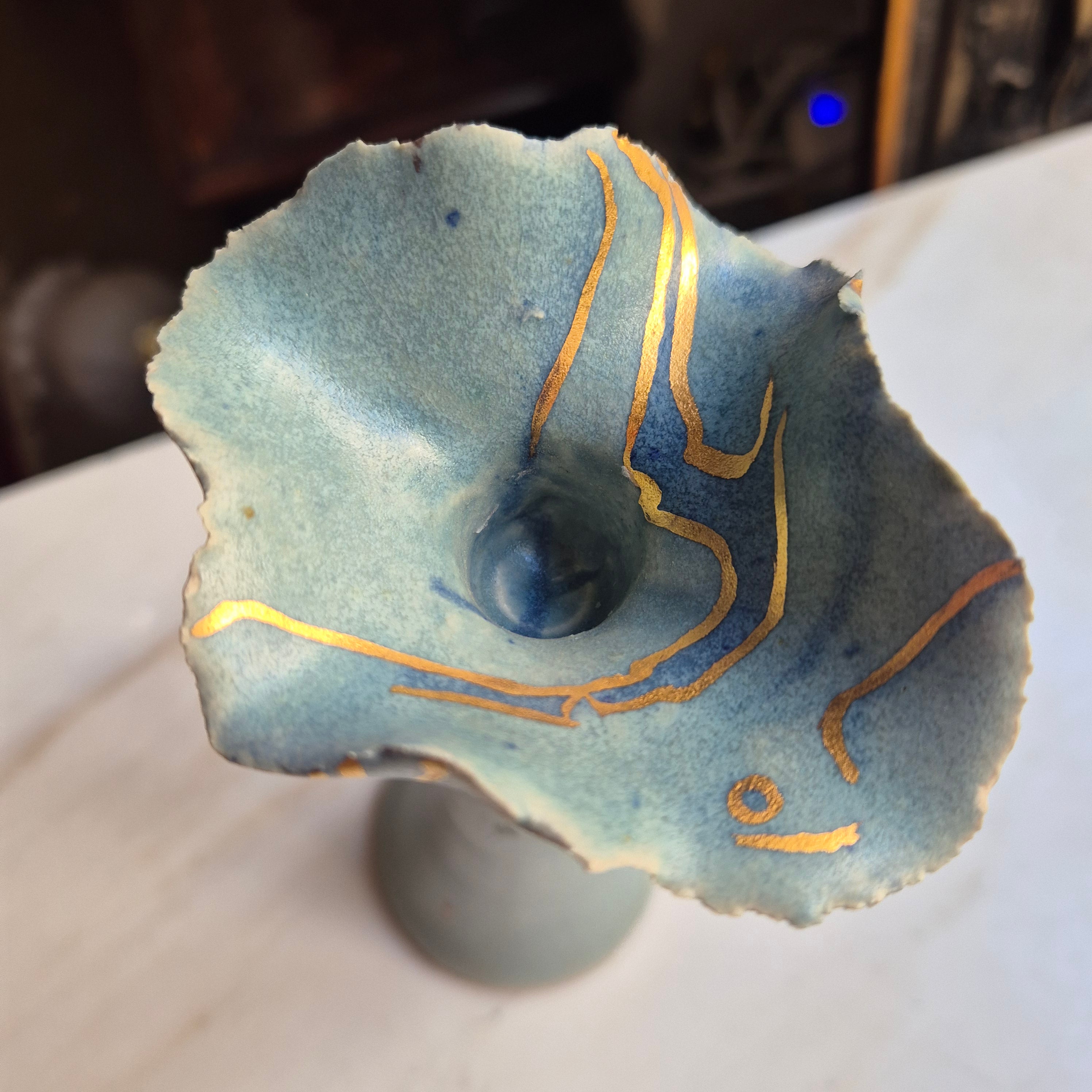 Vintage 80er Jahre Kerzenhalter aus Keramik - mit Signatur