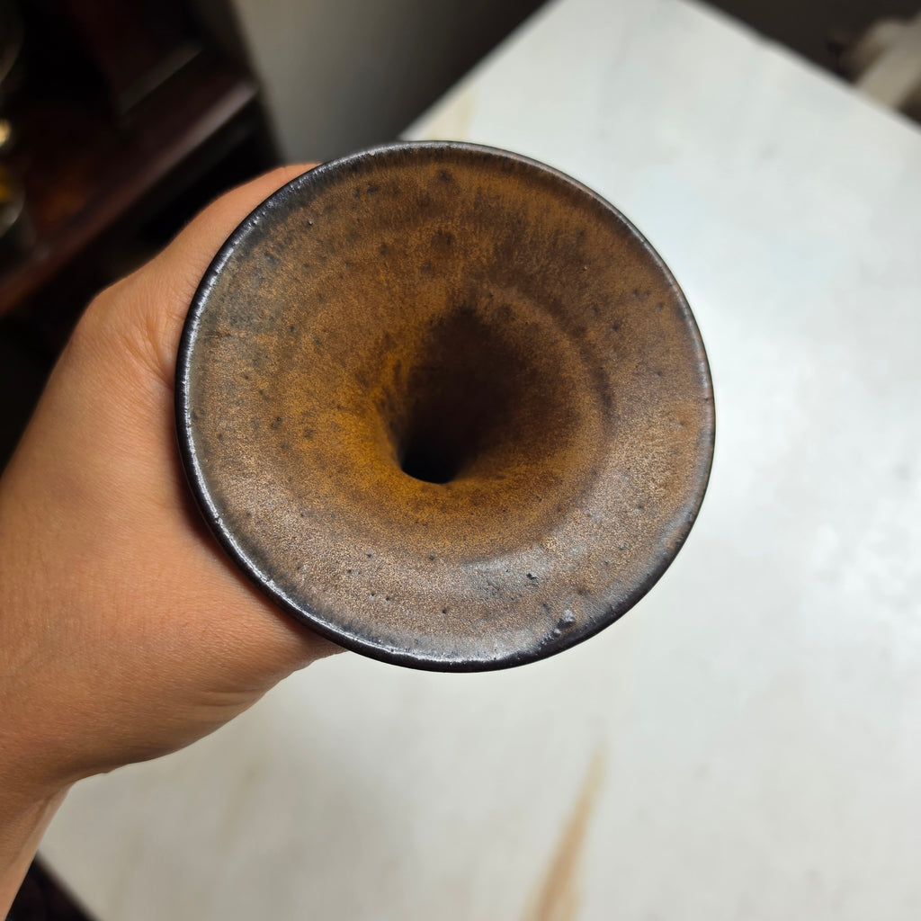 Vintage Keramik-Vase im Wabi-Sabi Stil – Erdige Braun- & Bronzetöne