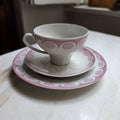 Vintage Lettin Porzellan Sammelgedeck (3-teilig) – Altrosa Rosendekor & Relief