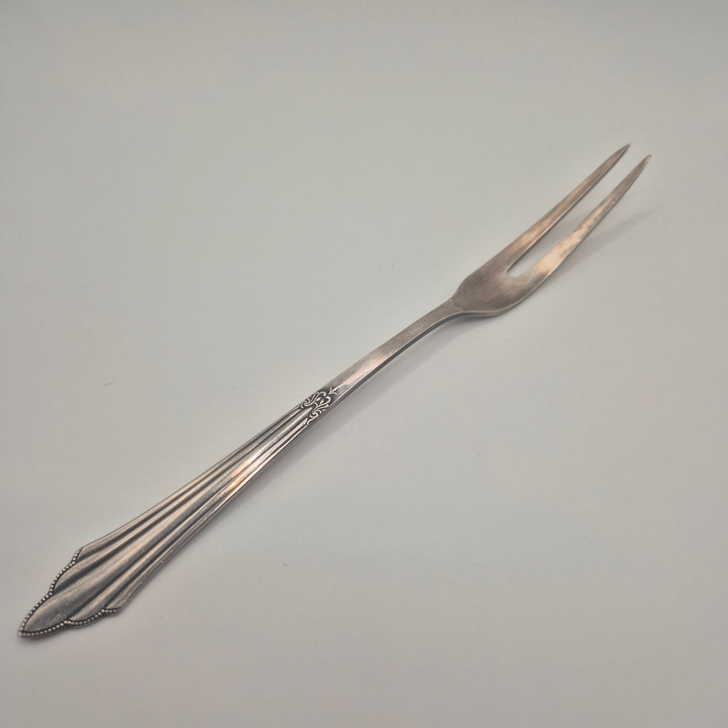 Antike Jugendstil Aufschnittgabel – Silberfarben / Versilbert