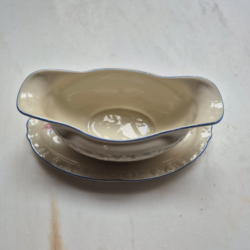 Vintage Sauciere Schüssel Blumenmalerei Porzellan Bavaria elfenbeinfarbend