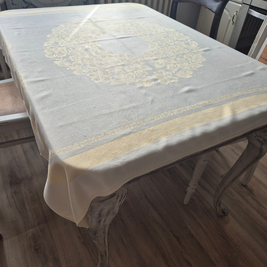 Vintage Tischdecke Pastellgelb 100x120cm Landhaus French
