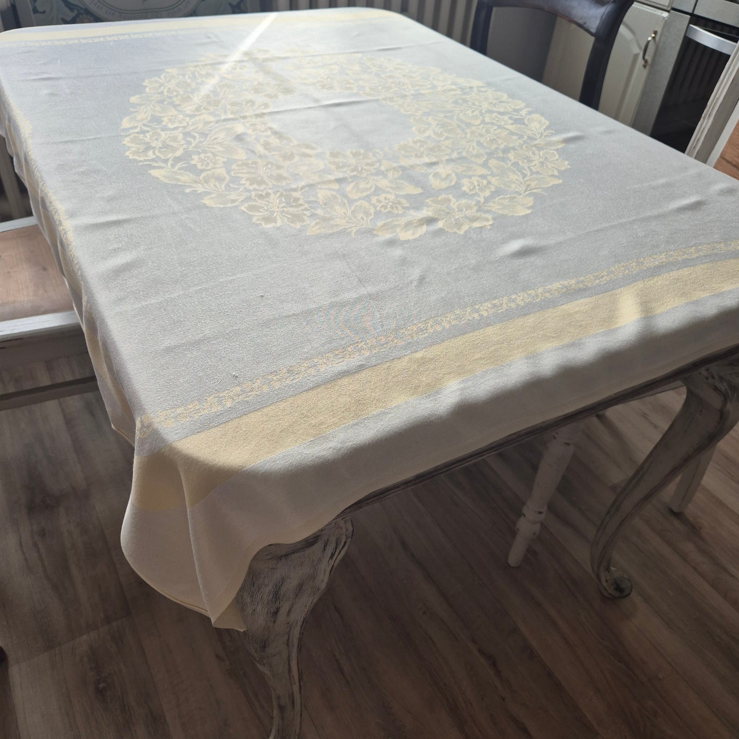 Vintage Tischdecke Pastellgelb 100x120cm Landhaus French