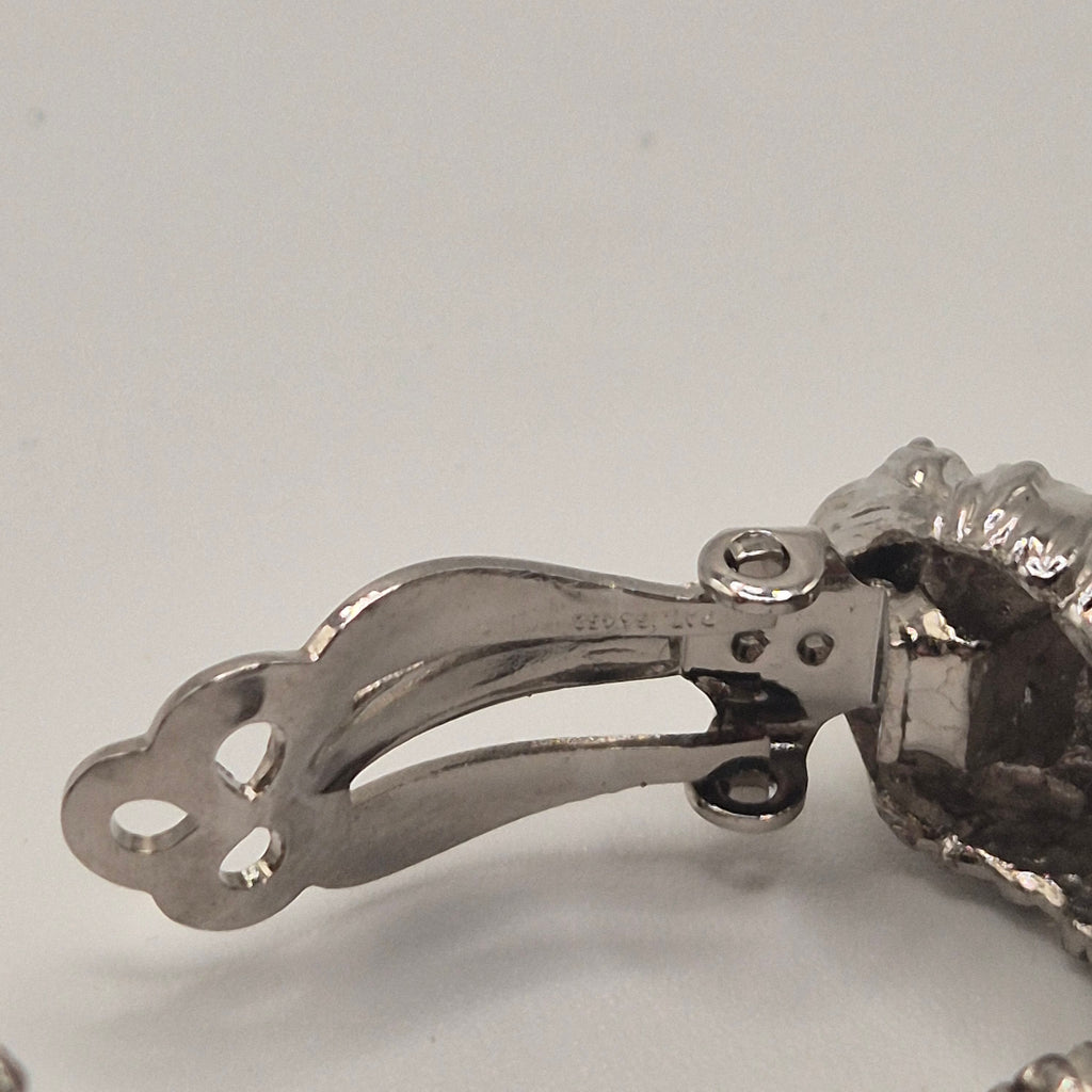 Vintage 50er Jahre Massive Runway Ohrringe / Made in West Germany Statement Clips Creolen Silber
