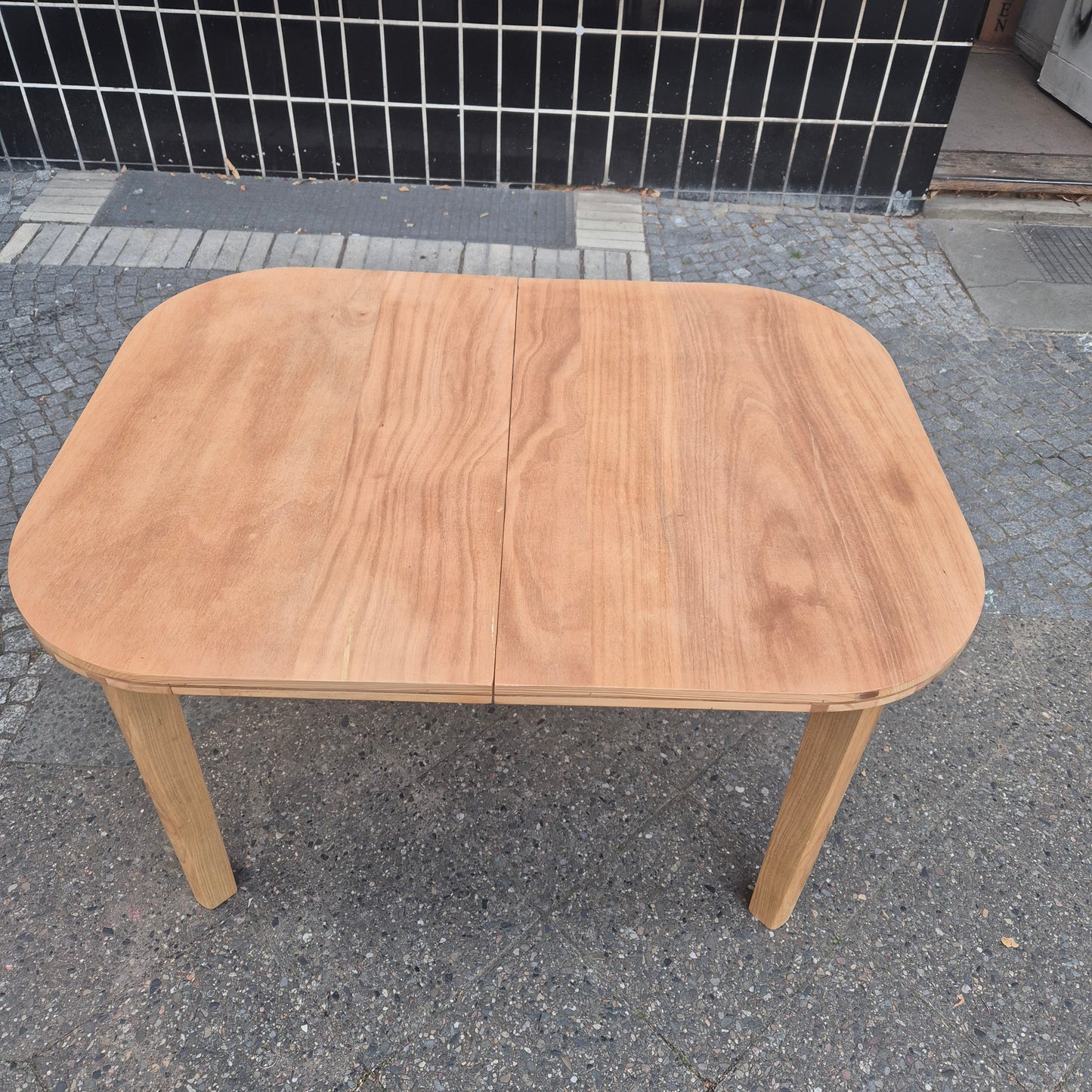 Vintage 70er Jahre Tisch Vollholz oval ausziehbar 170x90cm