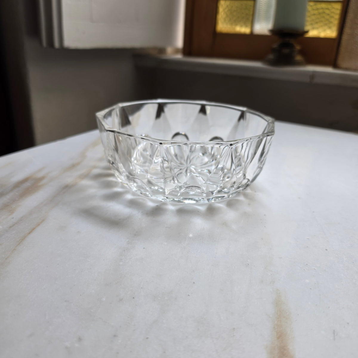 Vintage Reims France Glasschale - Dessertschale – Facettiertes Kristallglas-Design