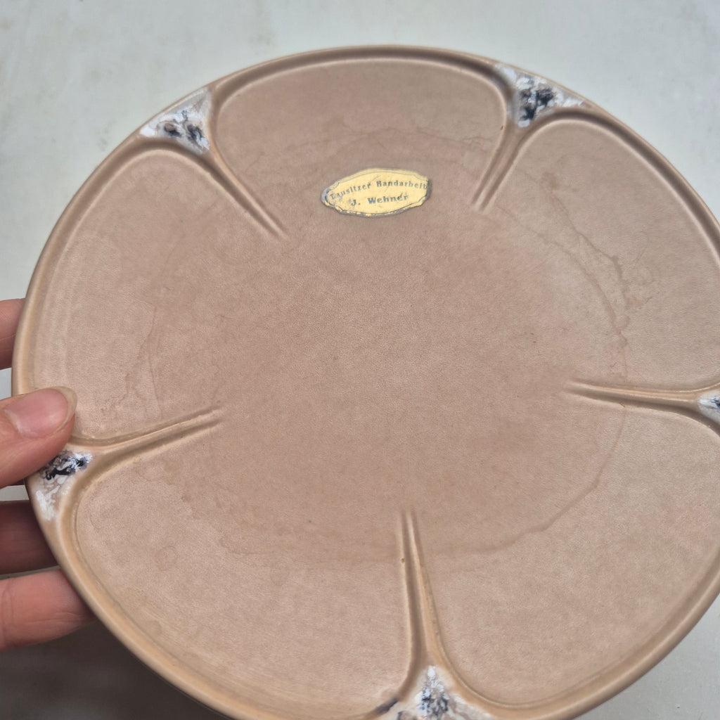Vintage Keramik Etagere / Gebäckständer Lausitzer Handarbeit J.Wehner lachsfarbend