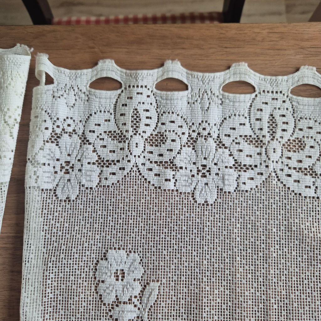2x Vintage Scheibengardine Gardine 65x70cm für Stange Fenster Polyester