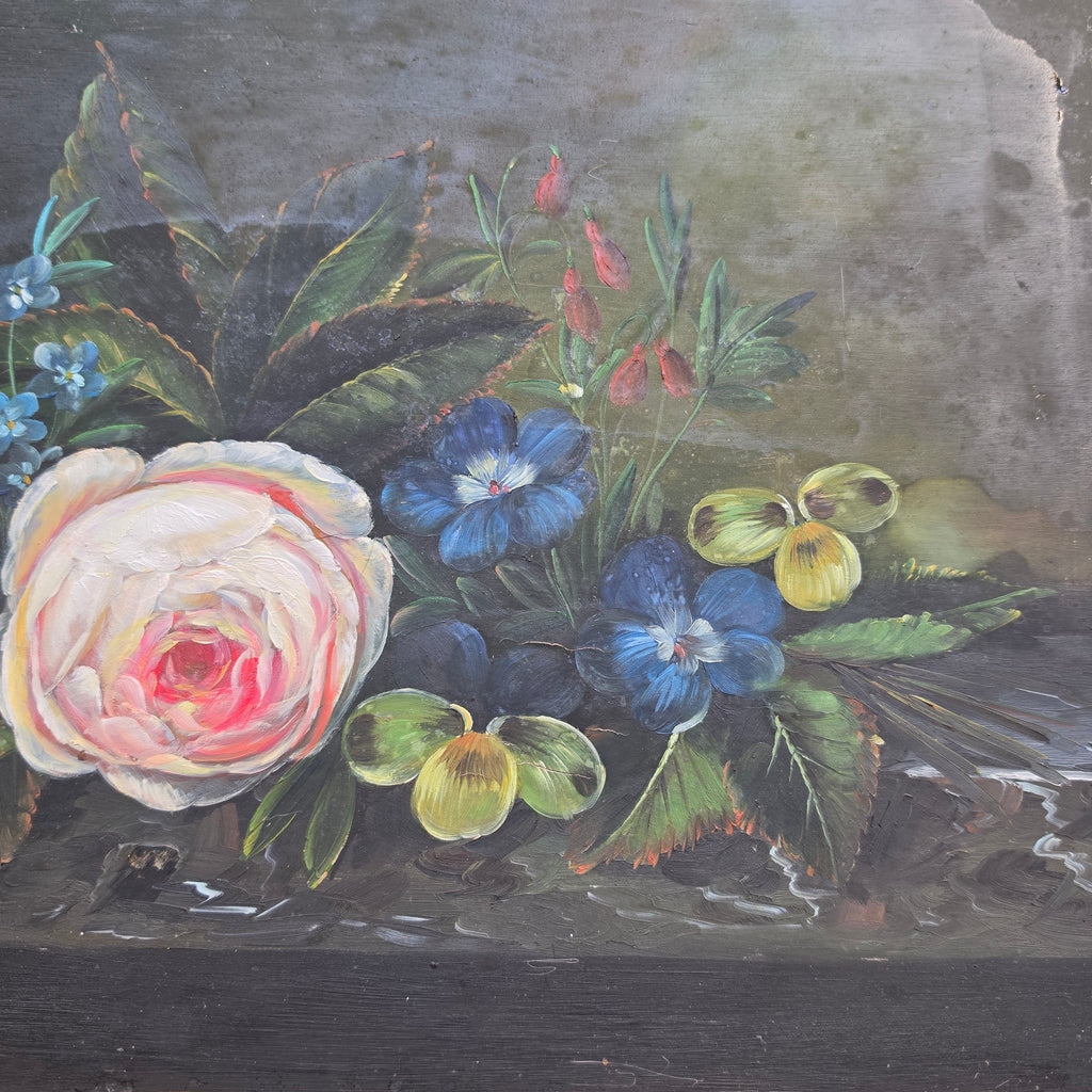 Vintage Ölgemälde Floral Stillleben mit vergoldetem Holzrahmen