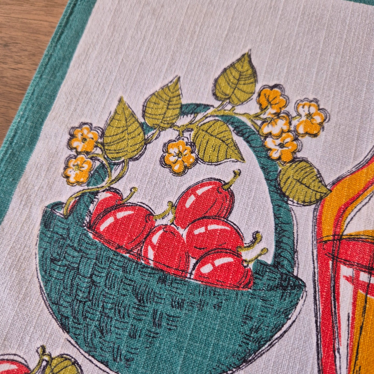 2x Vintage Tischset Baumwolle 60er Jahre 30x37cm Herbstmotiv