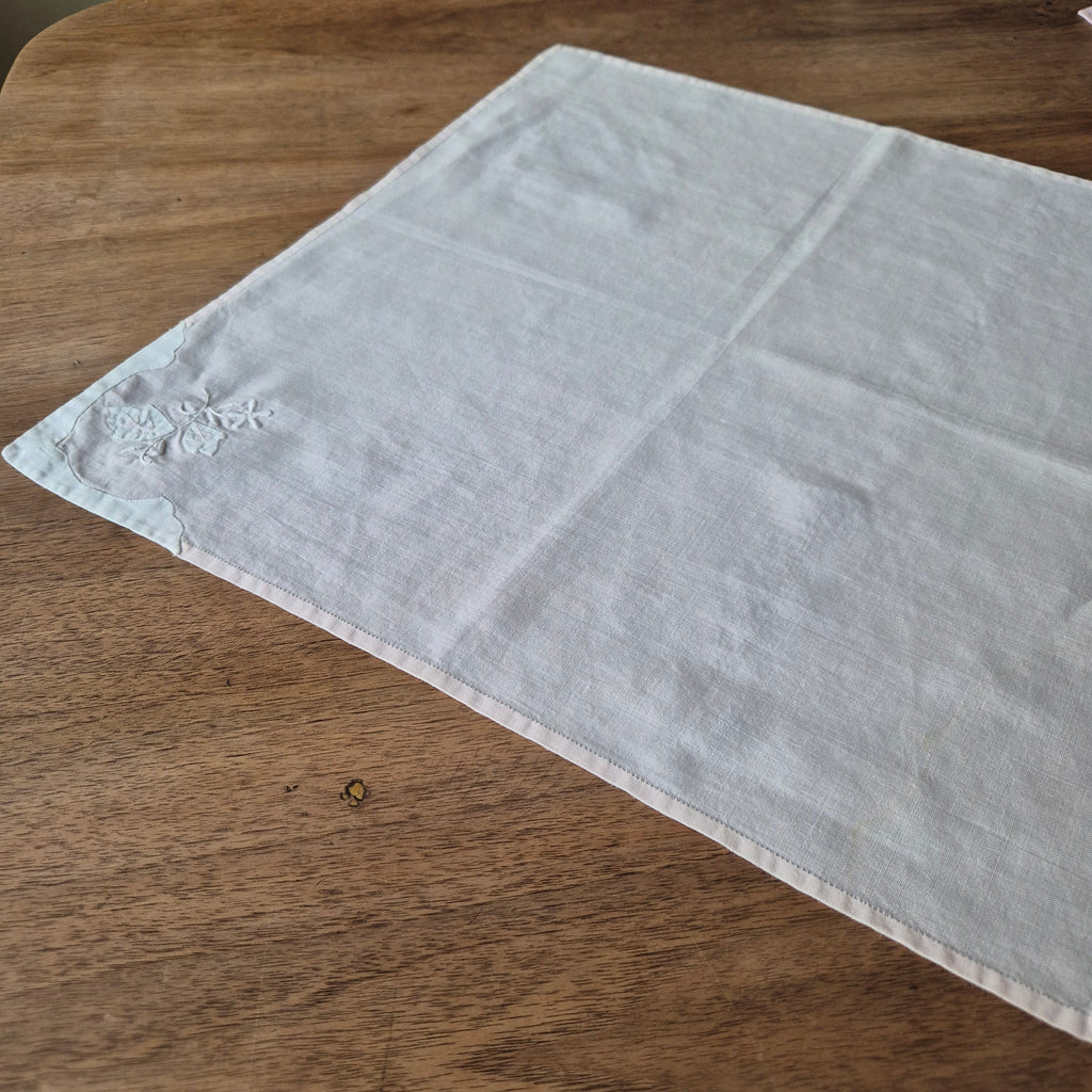 Vintage Baumwolle Serviette rosa weiß 43x43cm