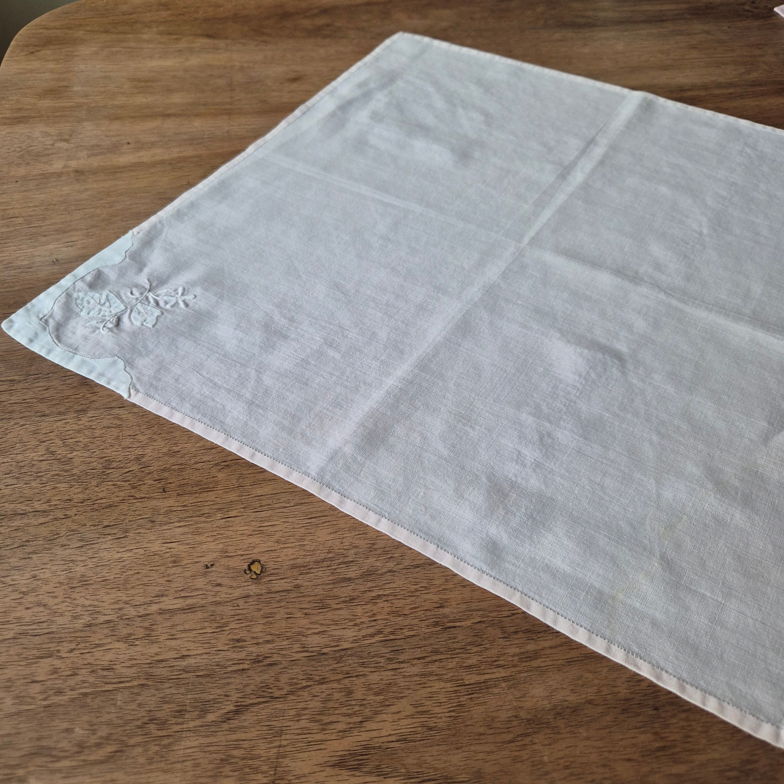 Vintage Baumwolle Serviette rosa weiß 43x43cm