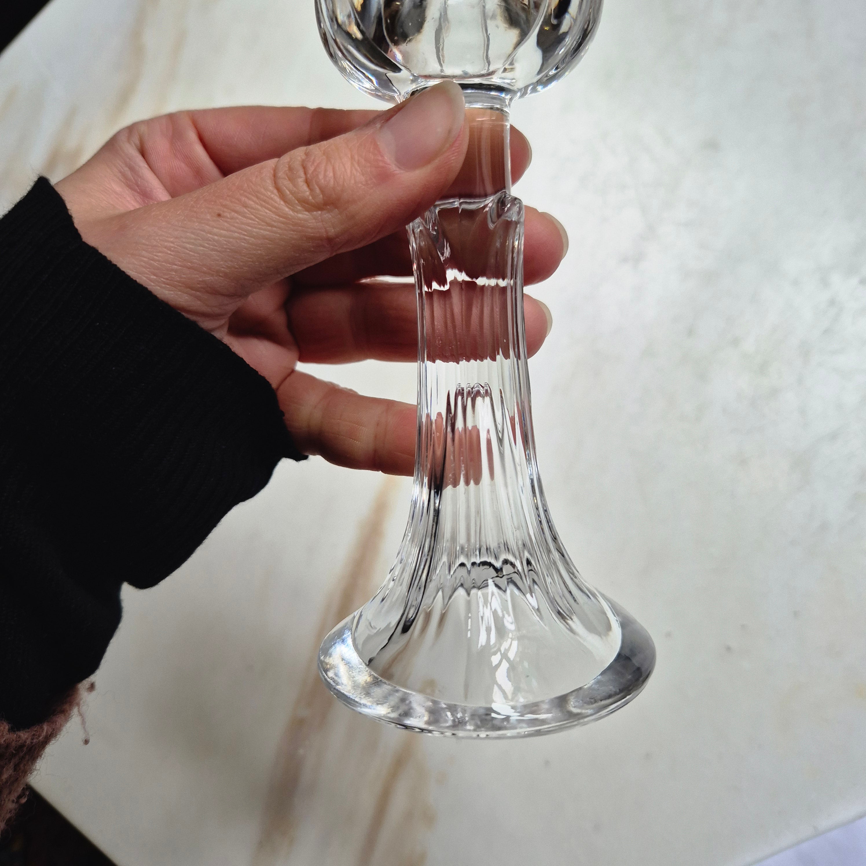 Vintage Glas Kristall Kerzenhalter in Tulpenform