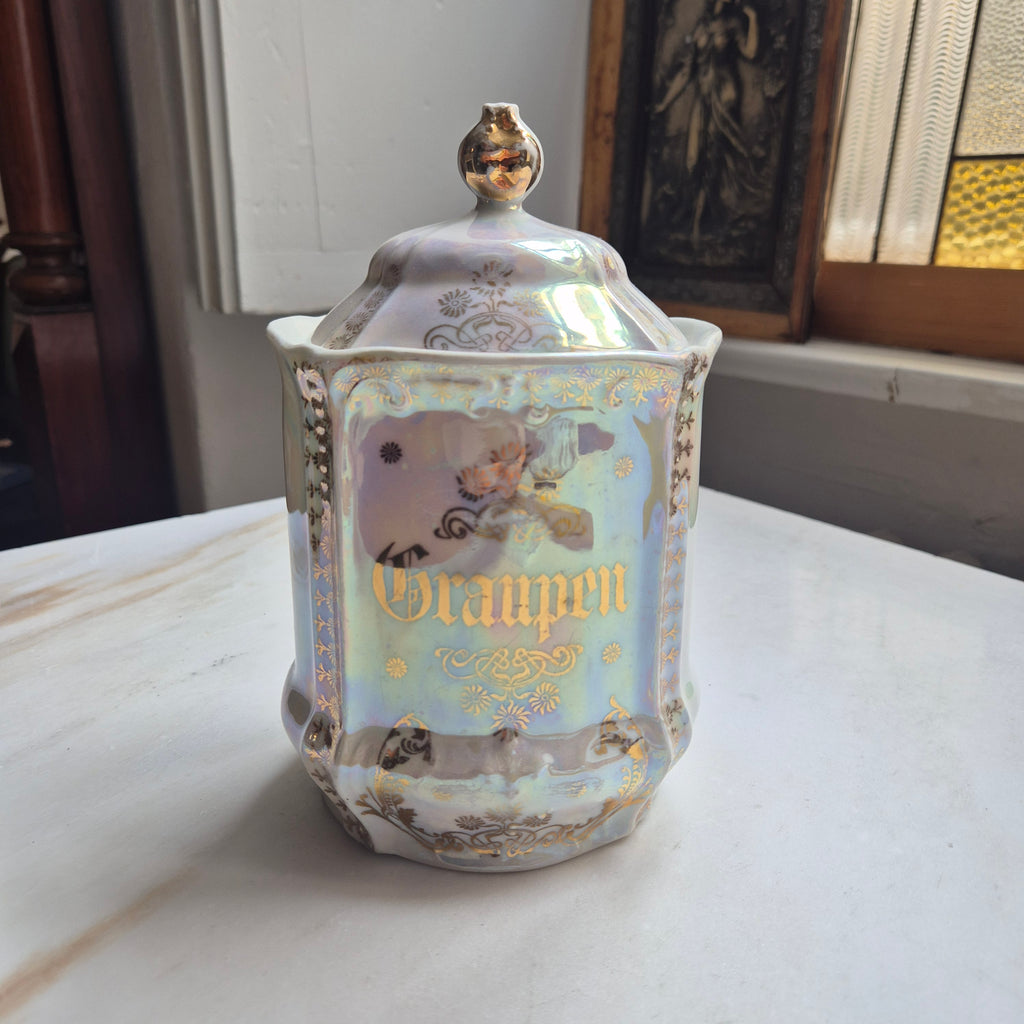 Antike Vorratsdose Jugendstil Porzellan "Graupen" um 1900