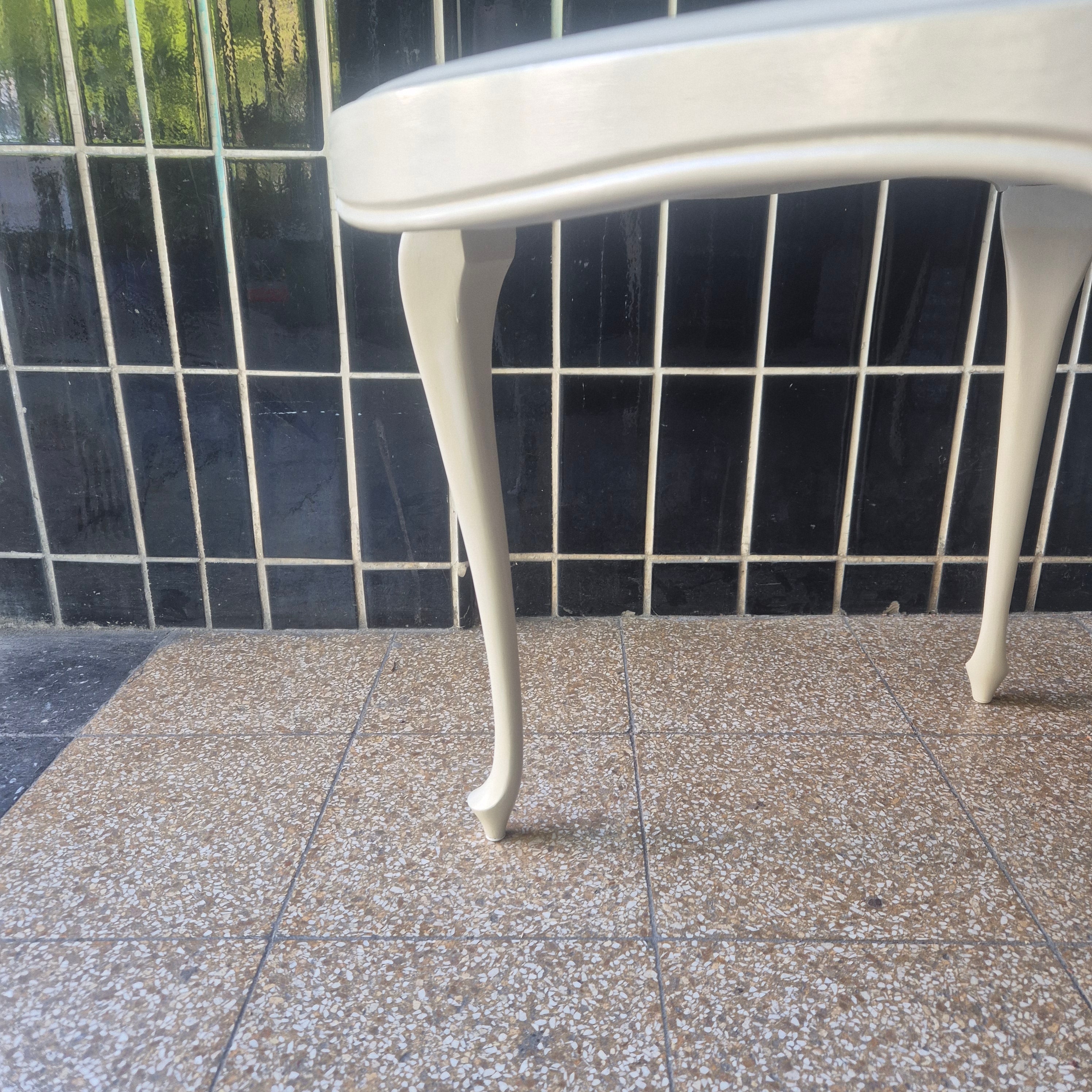 Vintage Chippendale Tisch rund mit Glasplatte - Beige - Wiener geflecht