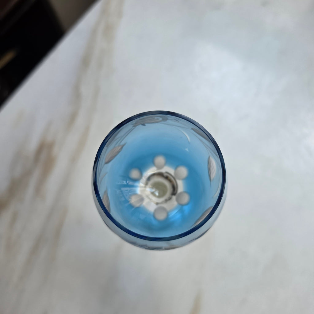 Edles Vintage Römer-Glas aus Kristall - Handgeschliffen in Blau & Transparent - Eleganter Stil-Pokal